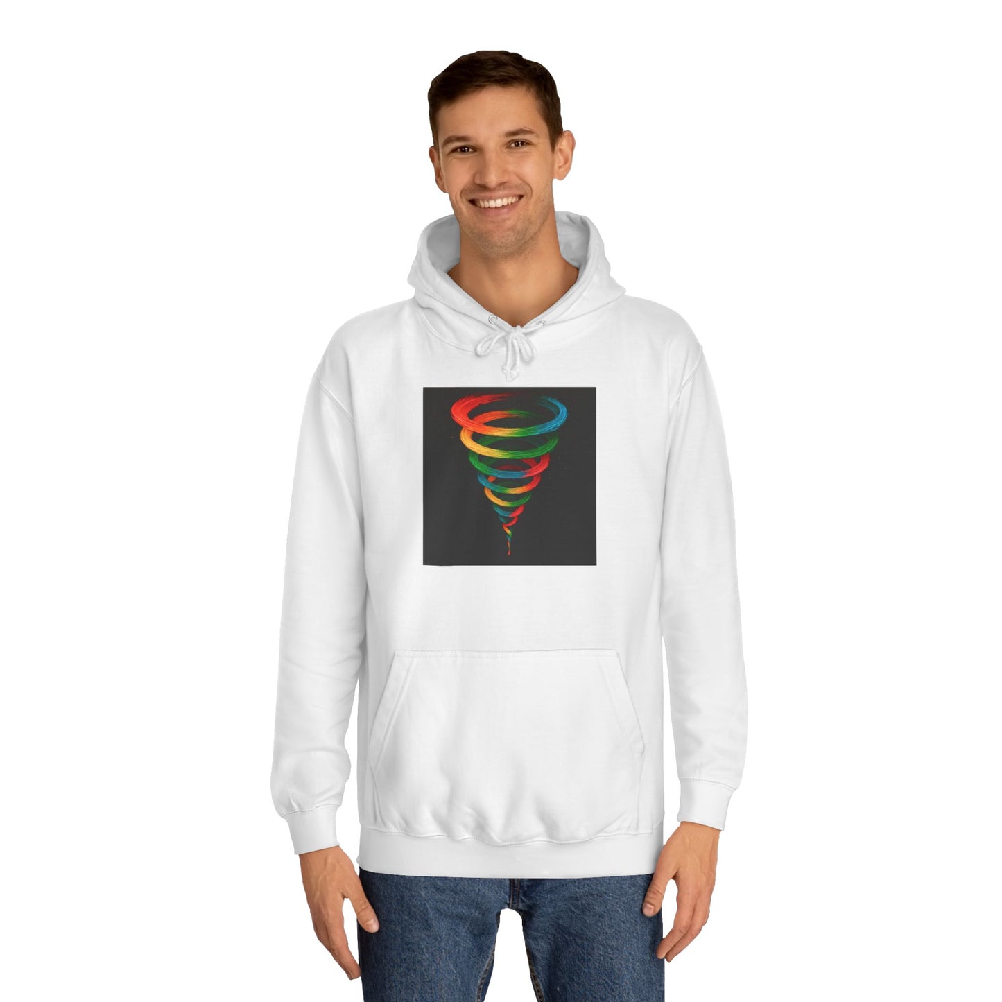 Colorful Tornado Unisex College Hoodie - Cyclone Design
