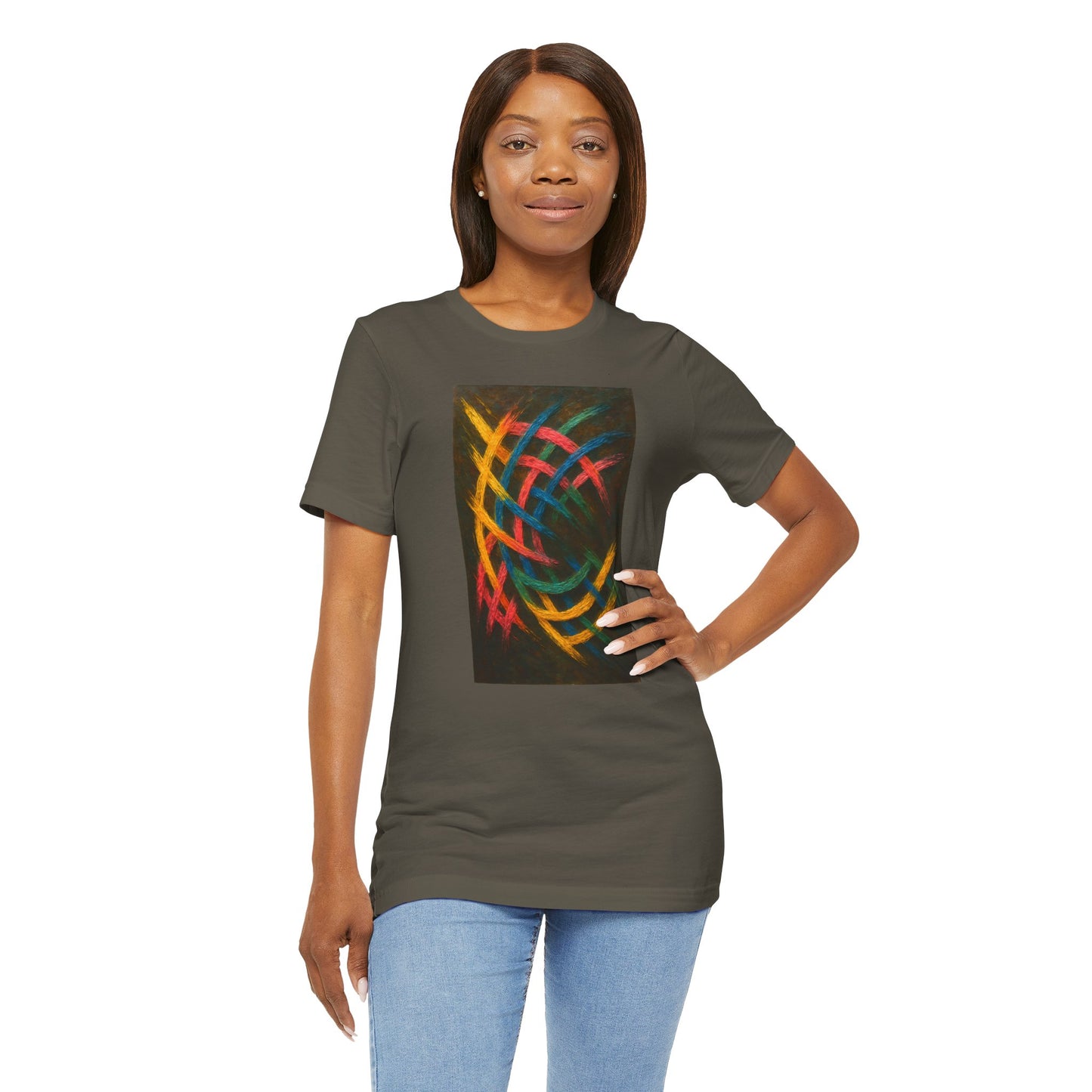 Colorful Abstract Art Tee for Creative Souls - Weave Design