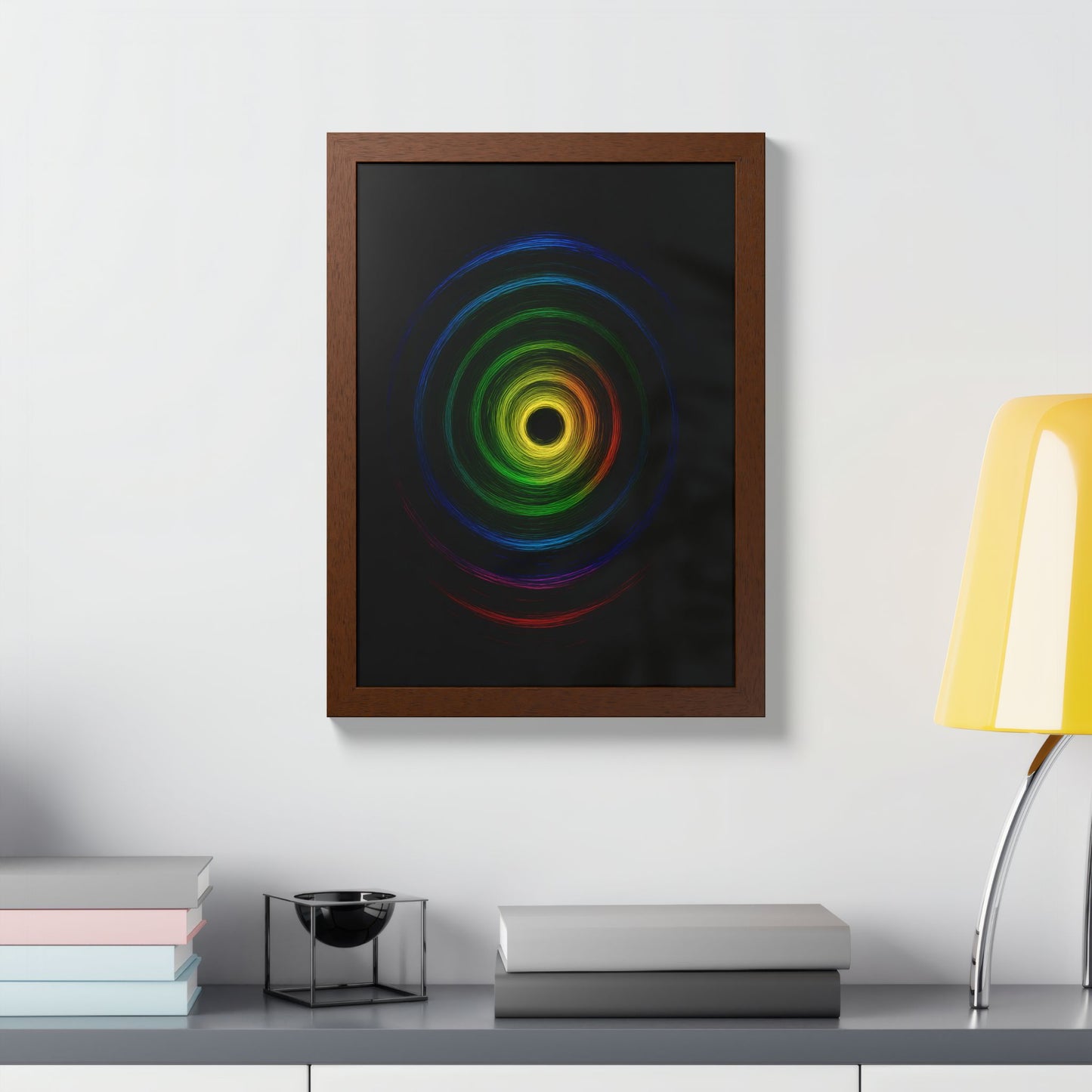 Modern Spiral Wooden Framed Print WallArt - Cyclone Design