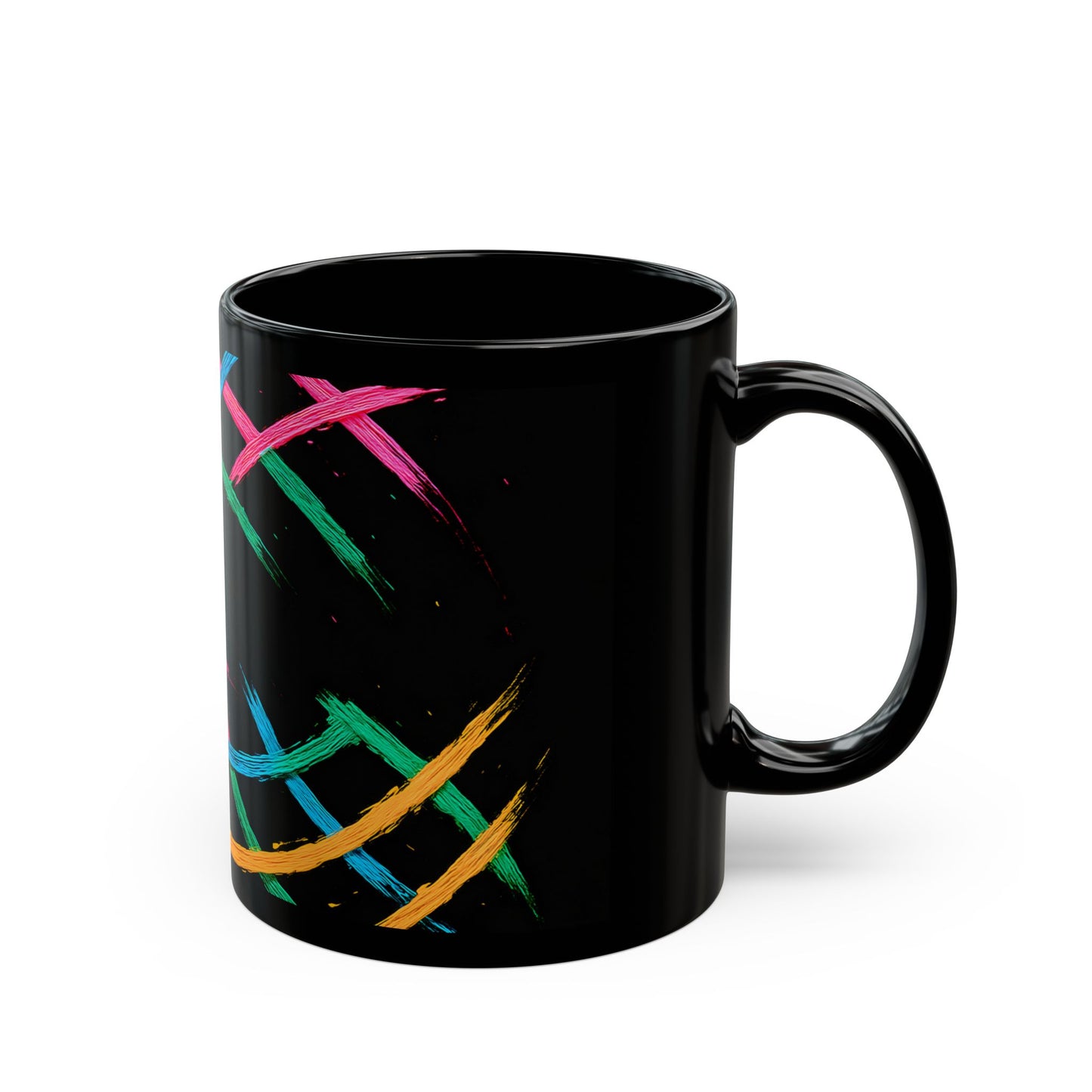 Colorful Abstract Black Mug - Weave Design