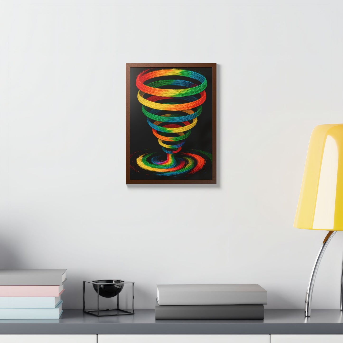 Vibrant Spiral Framed Wall Art - Cyclone Design