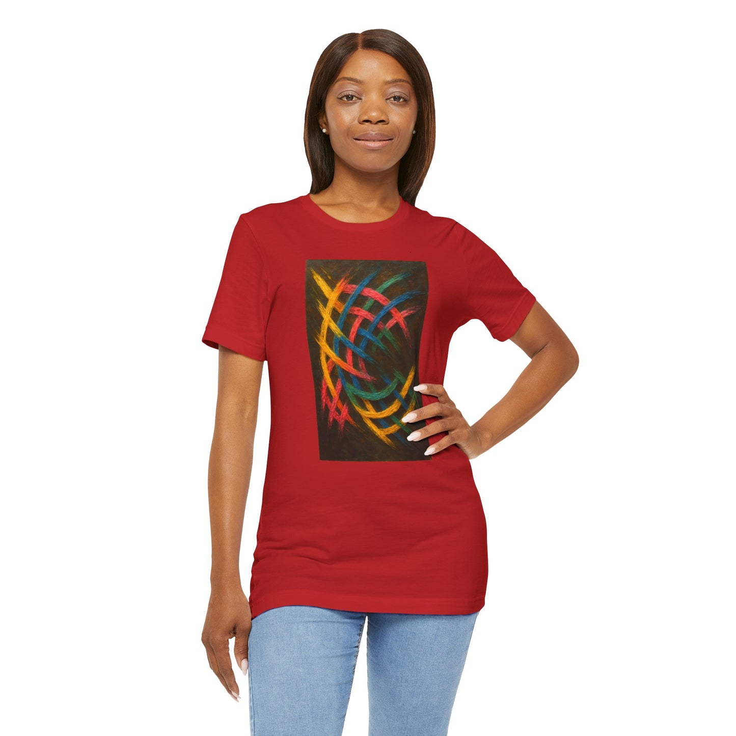 Colorful Abstract Art Tee for Creative Souls - Weave Design