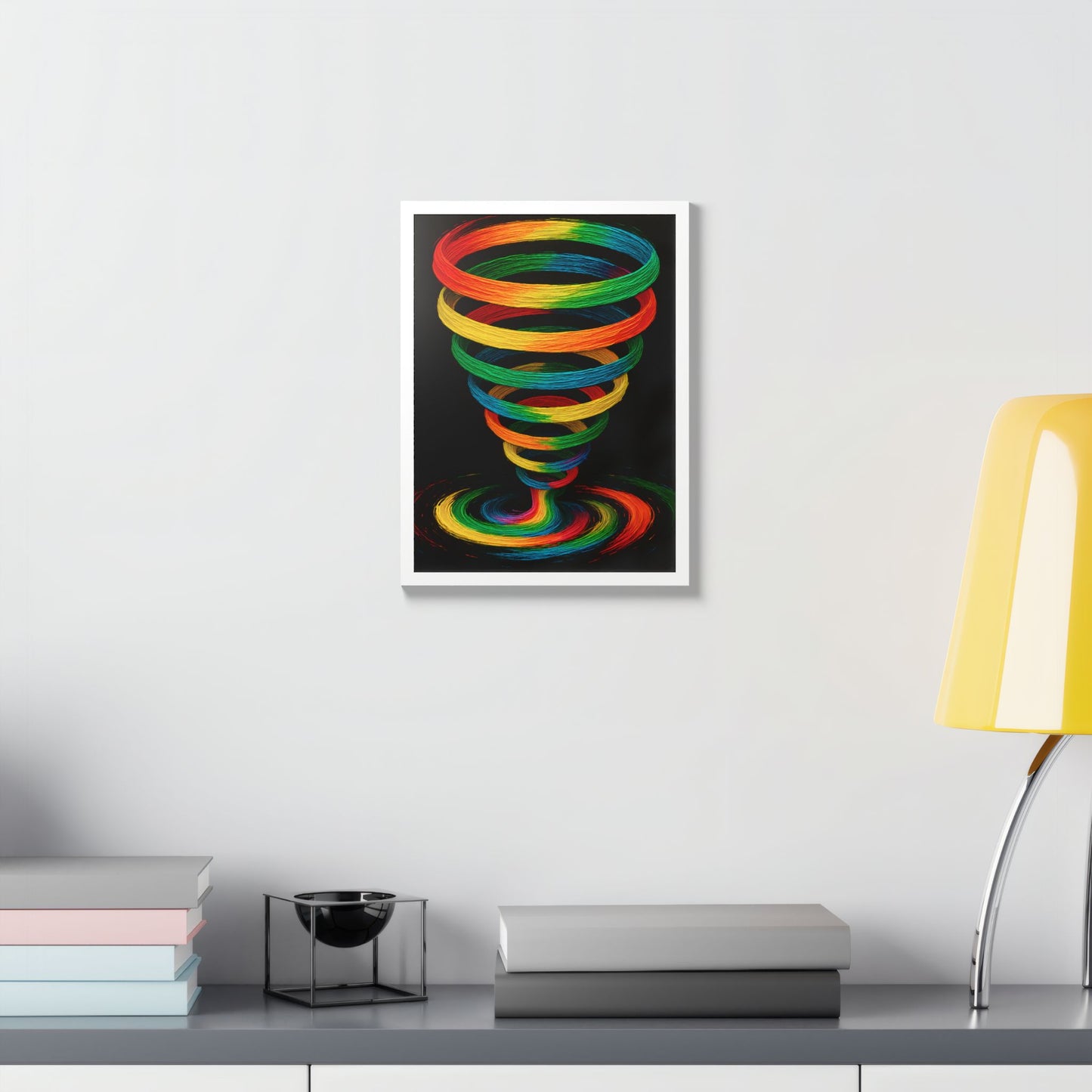 Vibrant Spiral Framed Wall Art - Cyclone Design