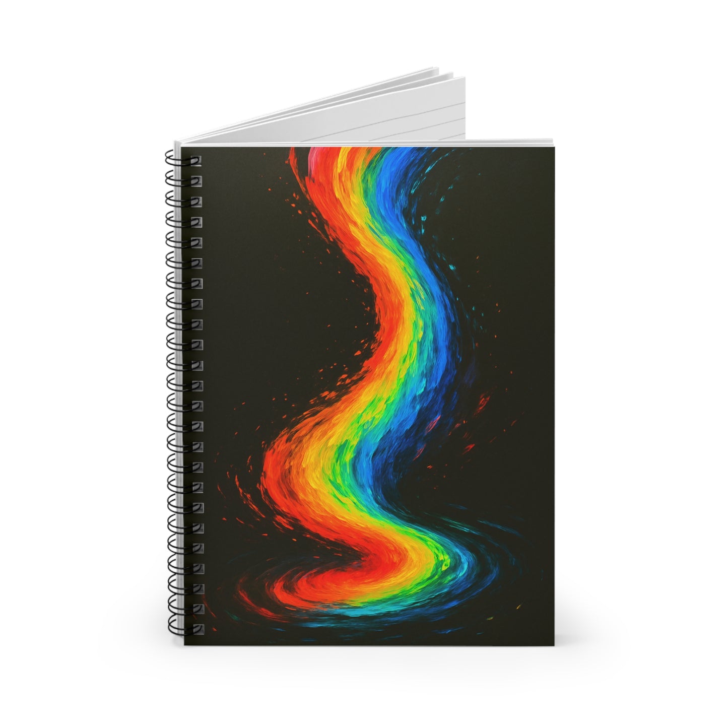 Vibrant Rainbow Spiral Notebook - Metal Design