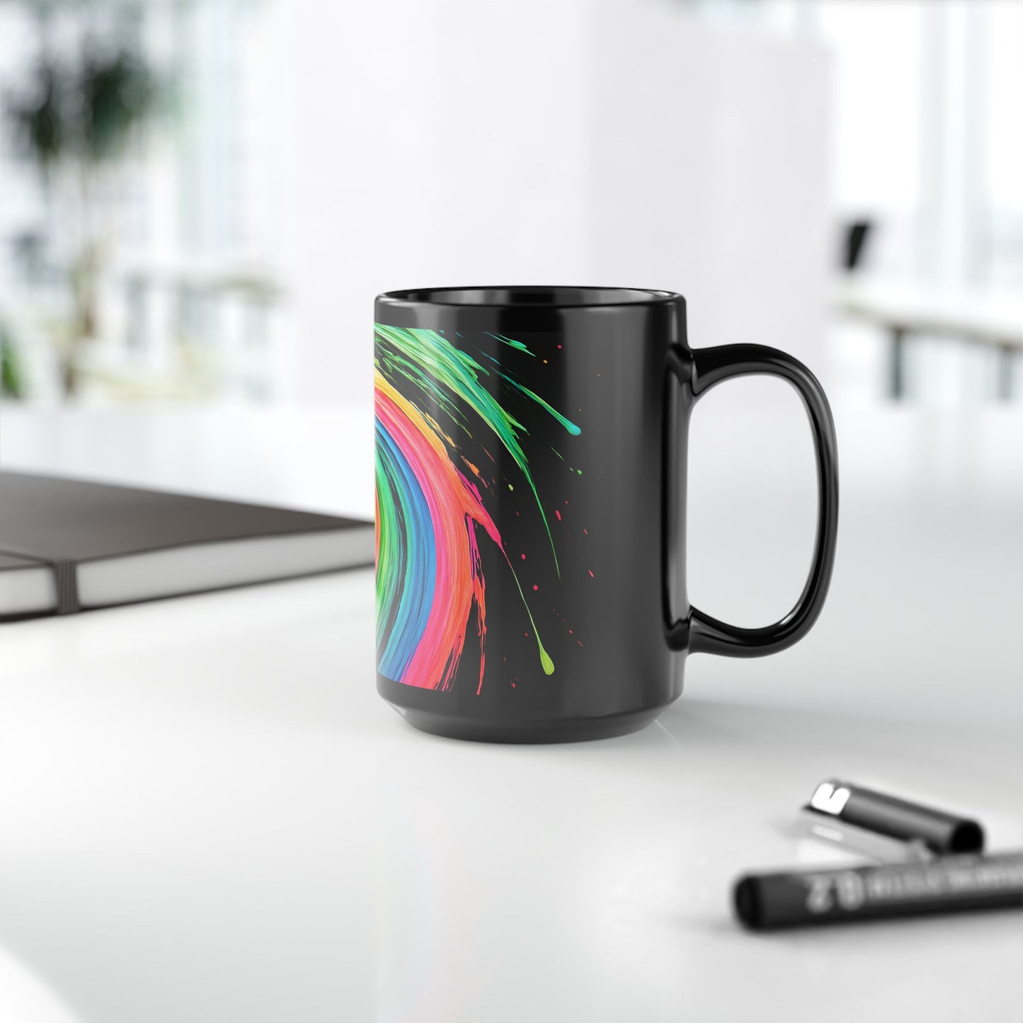 Colorful Swirl Black Coffee Mug - Melt Design