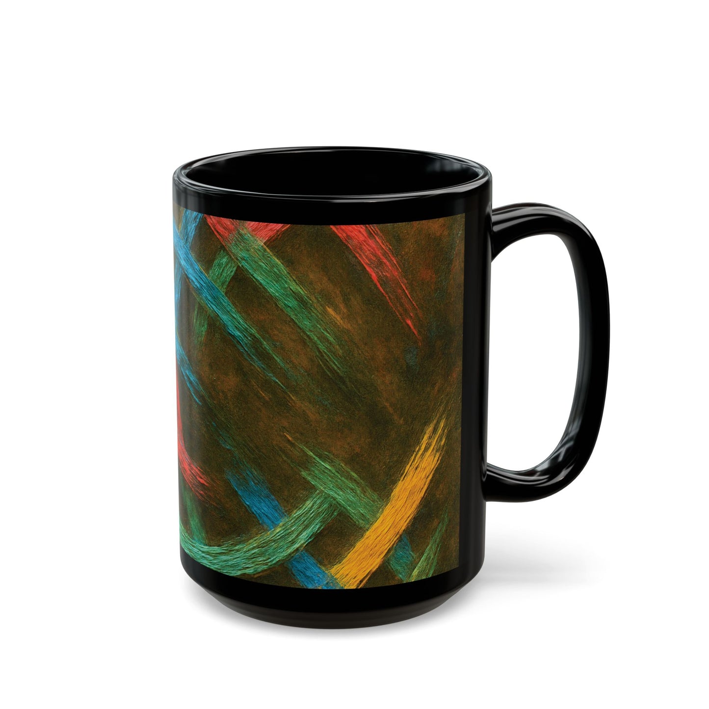 Vibrant Weave Design Black Mug (11oz, 15oz)