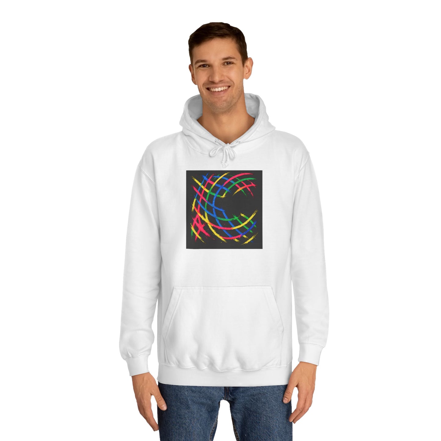 Vibrant Abstract Hooded Sweatshirt - Weave Design