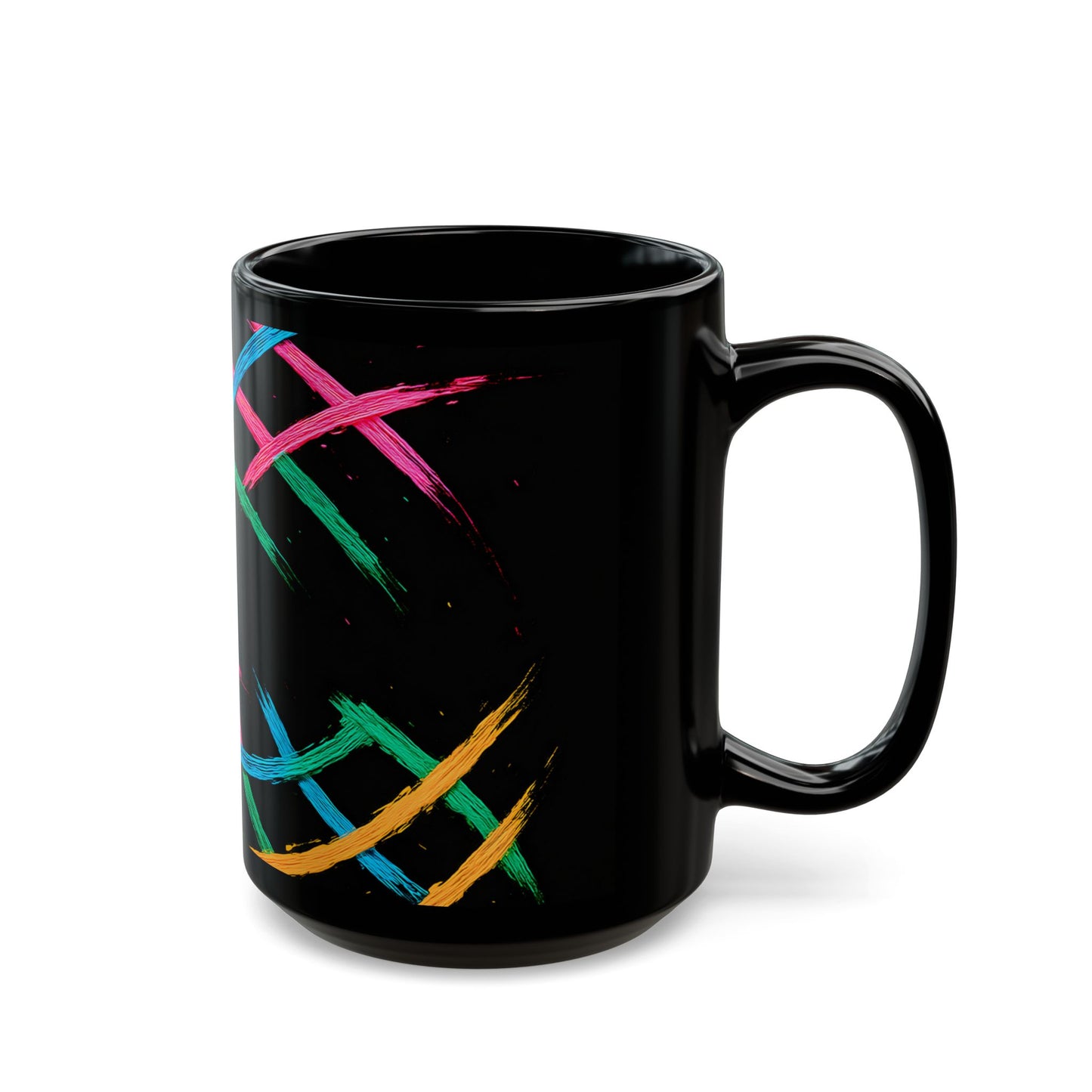 Colorful Abstract Black Mug - Weave Design