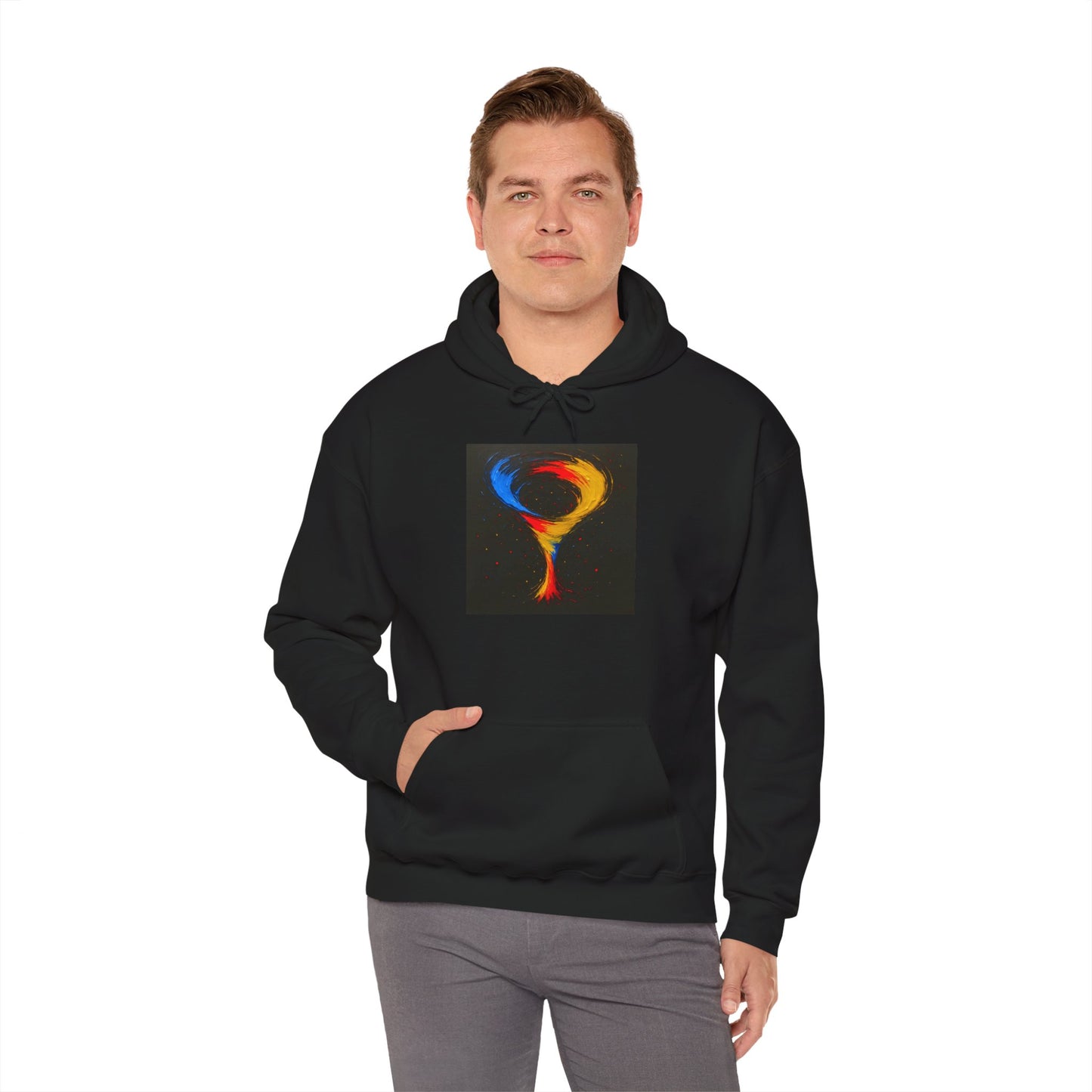 Cozy Unisex Art-Inspired Hooded Sweatshirt - cyclone Design