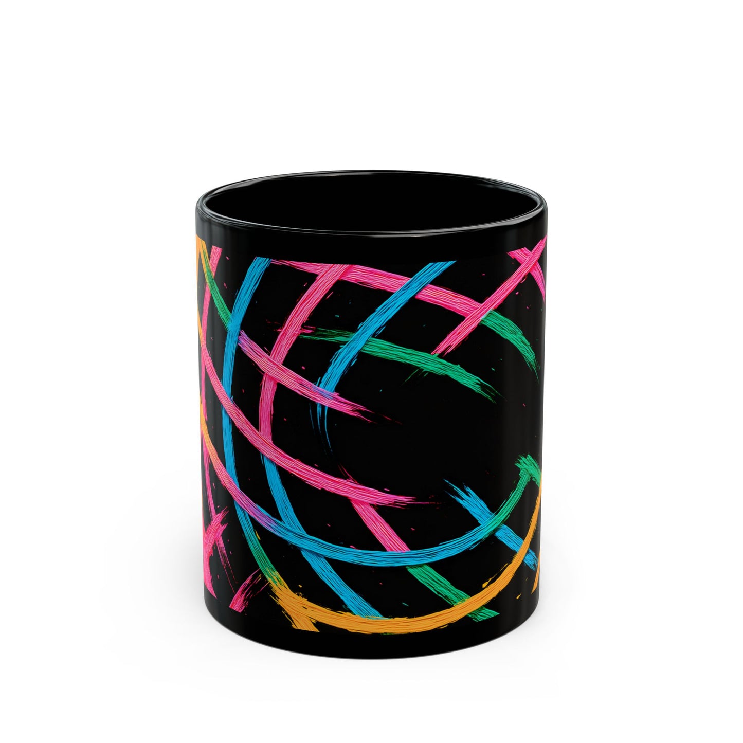 Colorful Abstract Black Mug - Weave Design