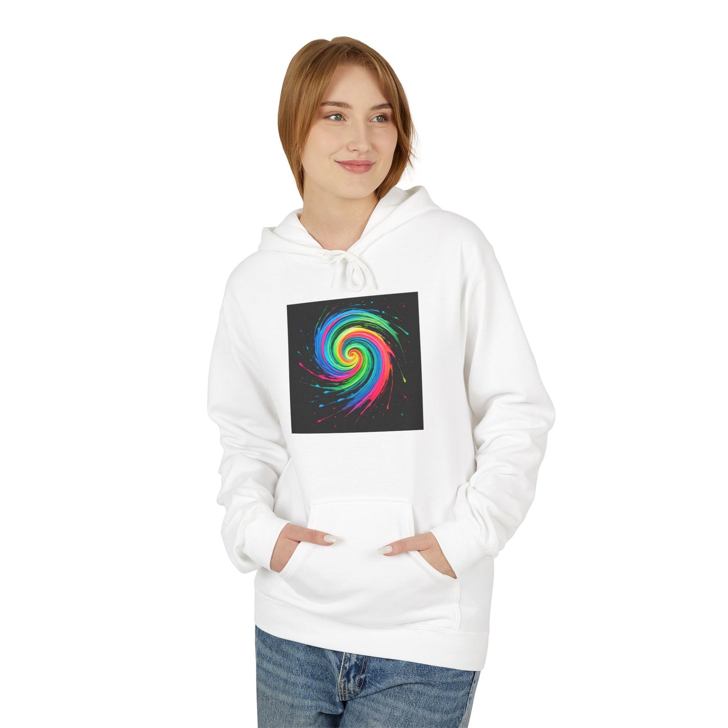 Colorful Spiral Art Fleece Hoodie - Melt Design