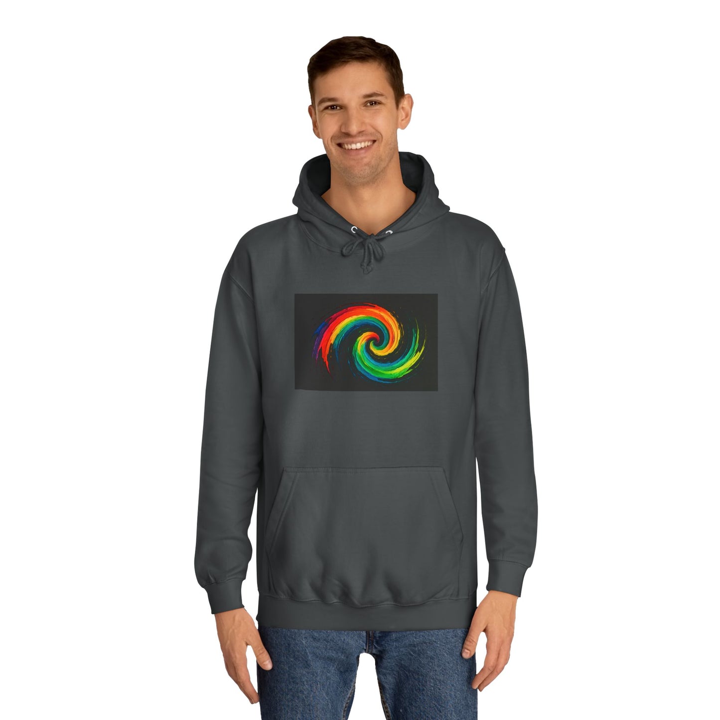 Unisex Vibrant Swirl College Hoodie - Cyclone Design