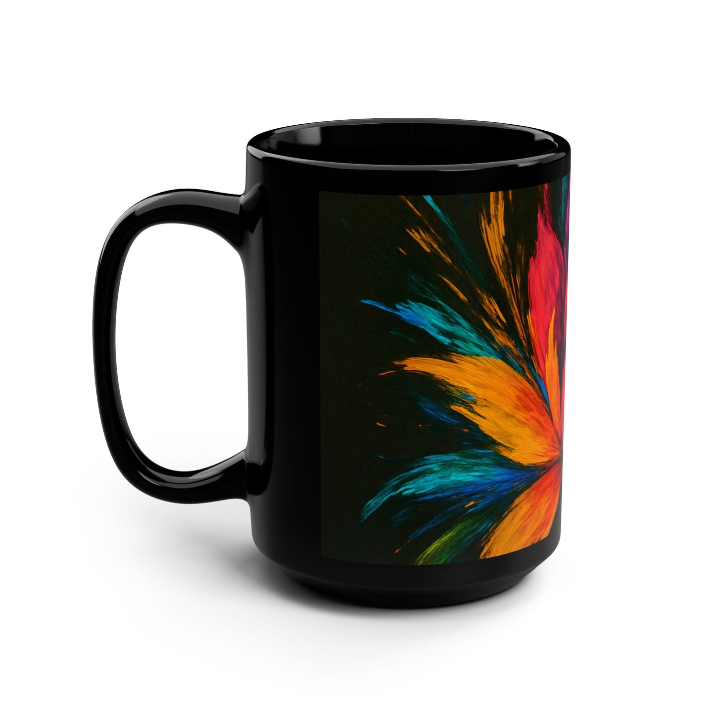 Vibrant Floral Black Mug - Melt Design