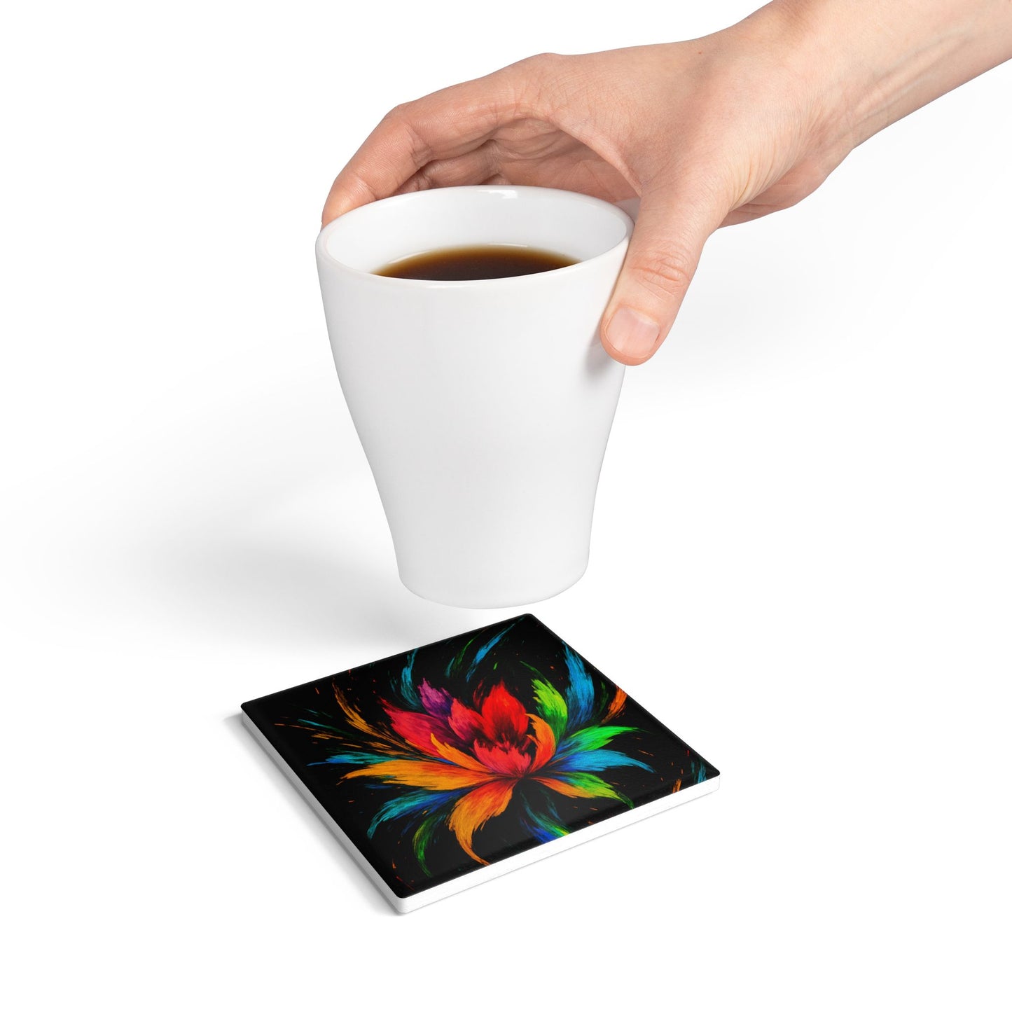 Vibrant Floral Ceramic Coaster - Melt Design