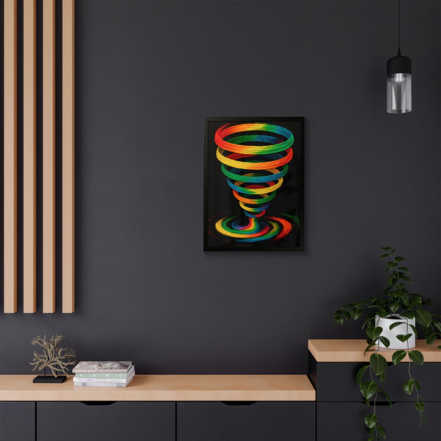 Vibrant Spiral Framed Wall Art - Cyclone Design