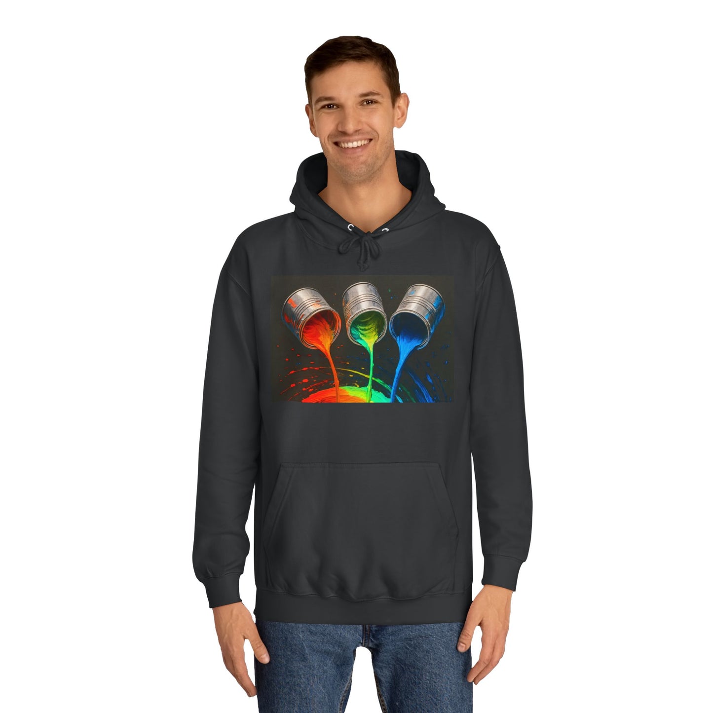 Colorful Paint Pour Unisex College Hoodie - Melt Design