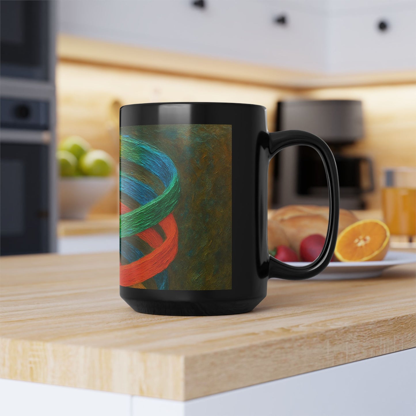 Colorful Swirls Black Mug - Cyclone Design