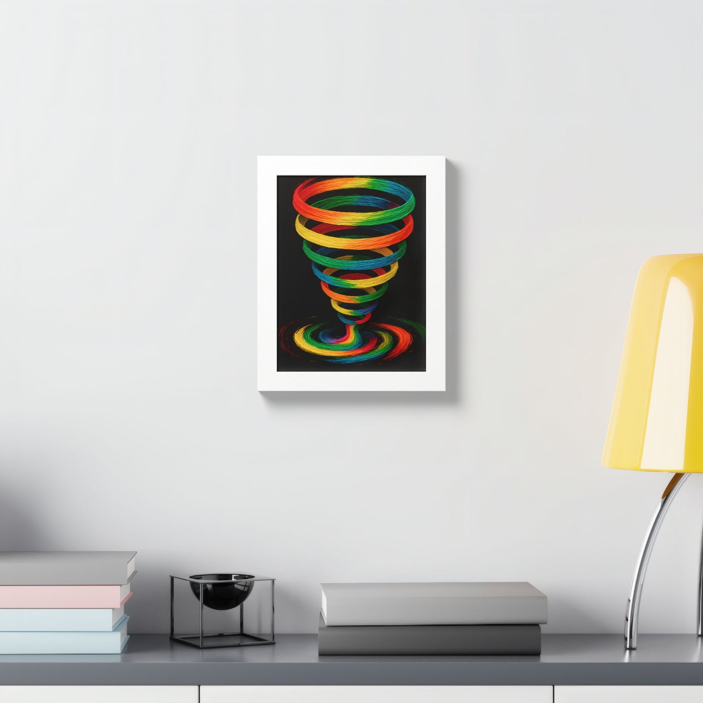 Vibrant Spiral Framed Wall Art - Cyclone Design
