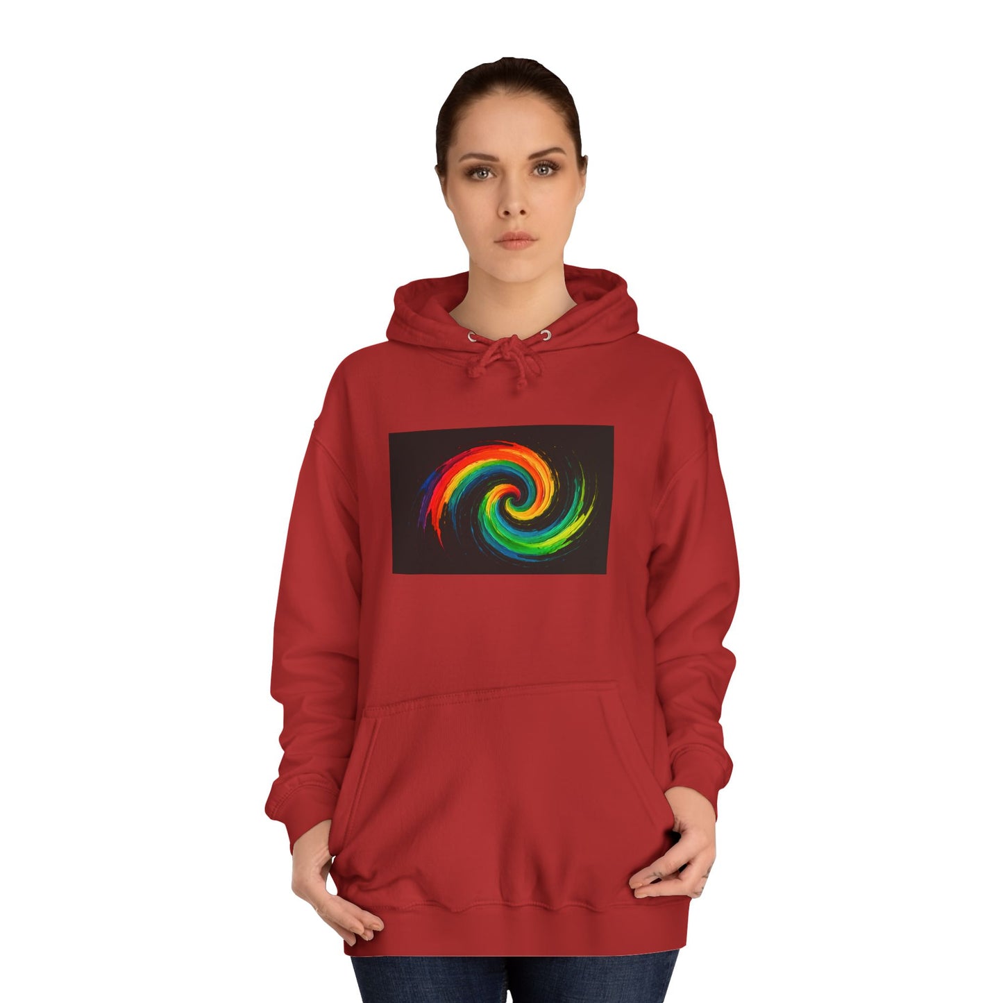 Unisex Vibrant Swirl College Hoodie - Cyclone Design
