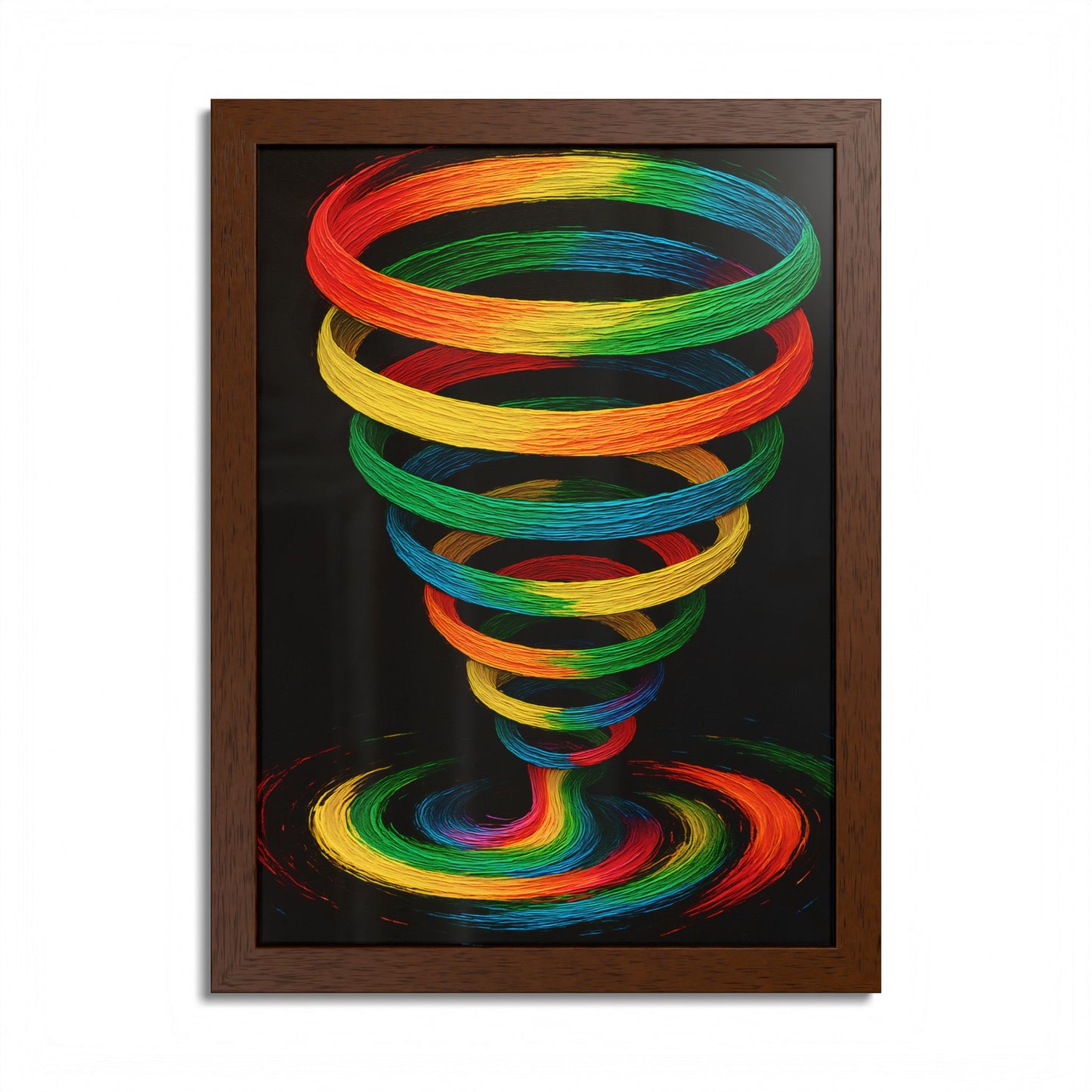 Vibrant Spiral Framed Wall Art - Cyclone Design