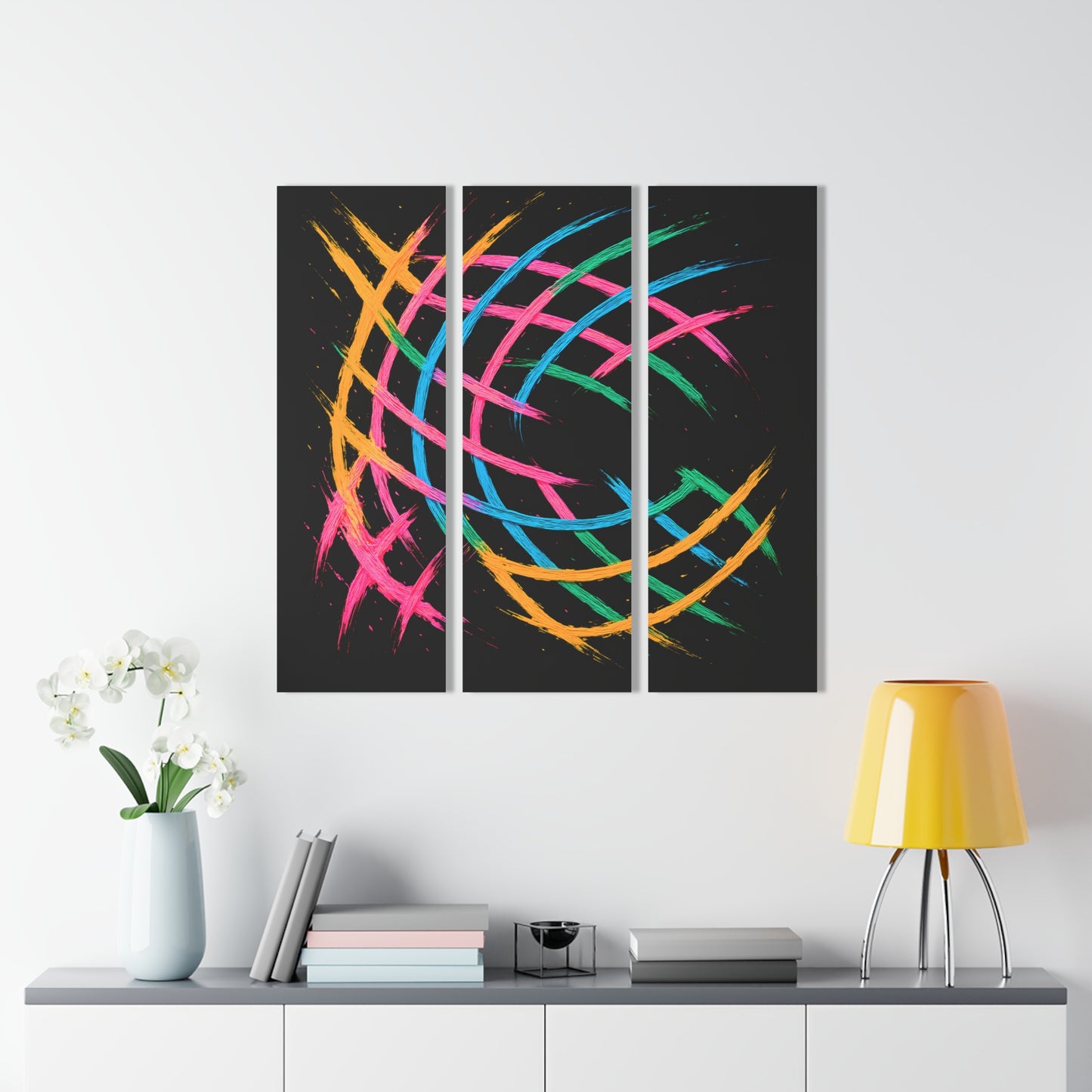 Vibrant Triptych Acrylic Prints for Modern Spaces - Weave Design