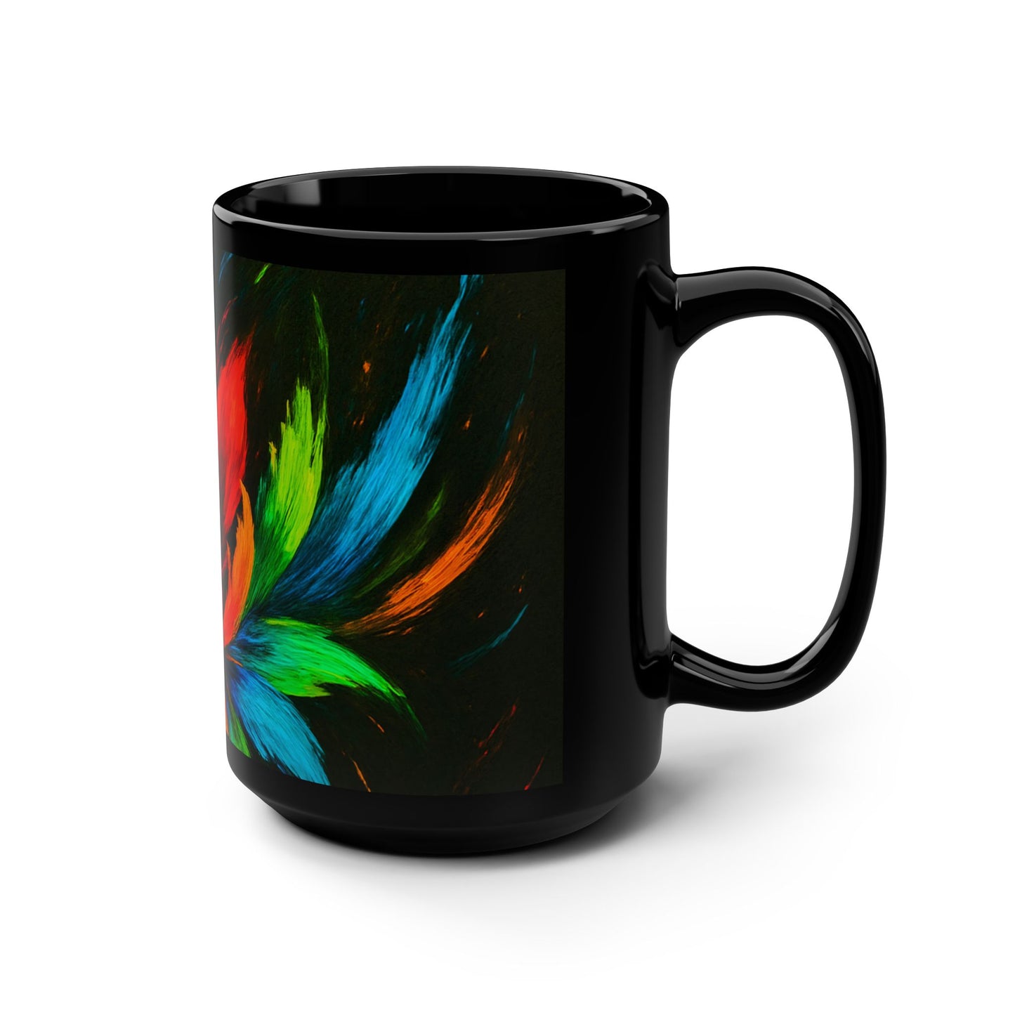 Vibrant Floral Black Mug - Melt Design