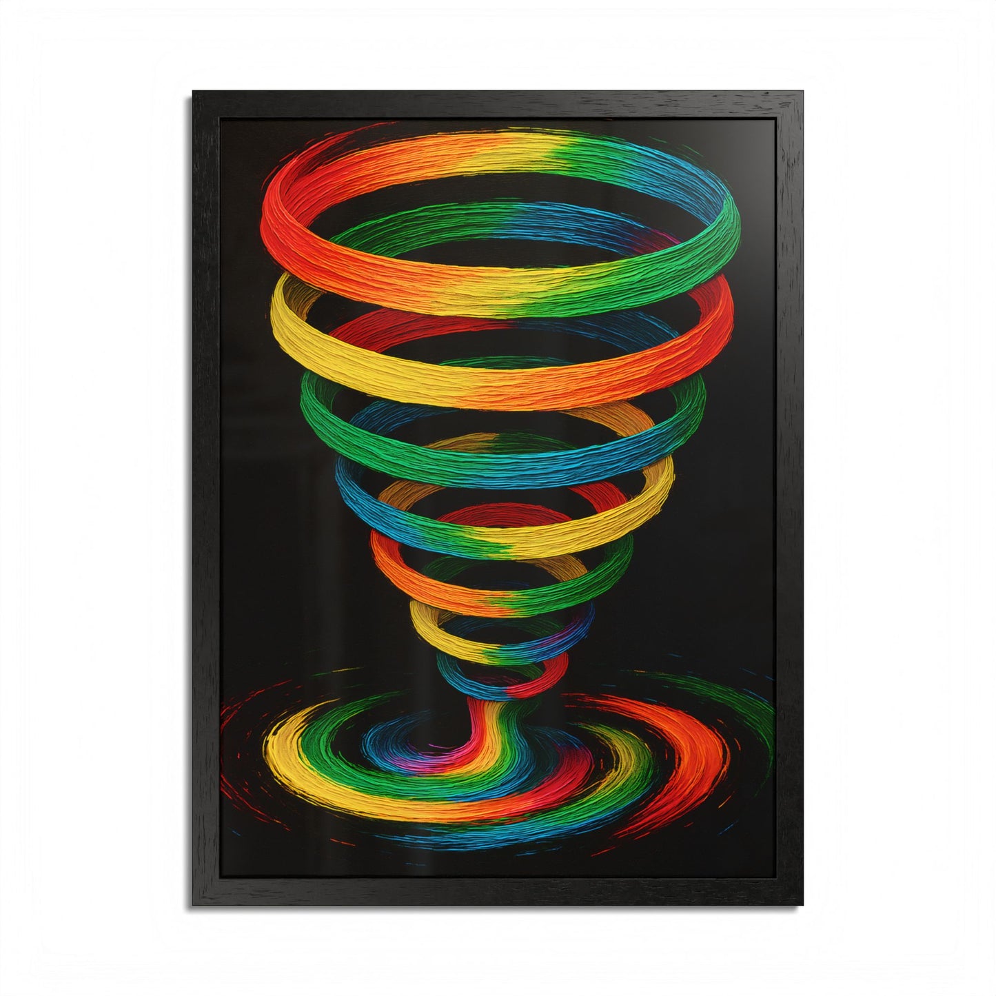 Vibrant Spiral Framed Wall Art - Cyclone Design