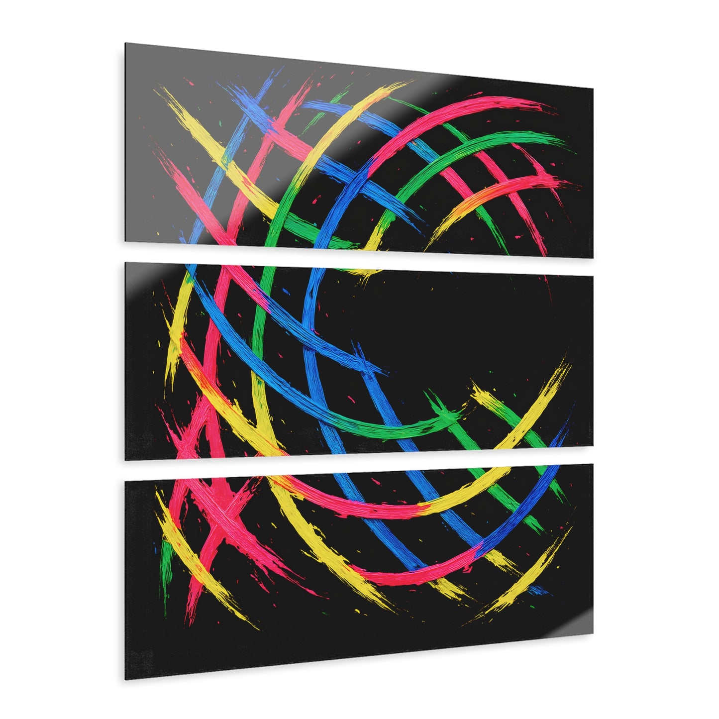 Colorful Triptych Wall Art Acrylic Prints - Weave Design
