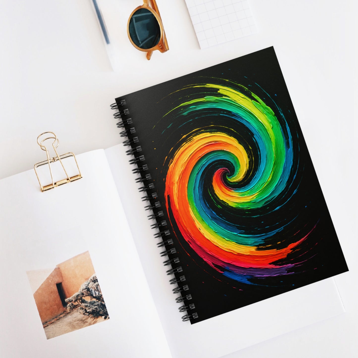 Vibrant Colorful Spiral Notebook - Cyclone Design