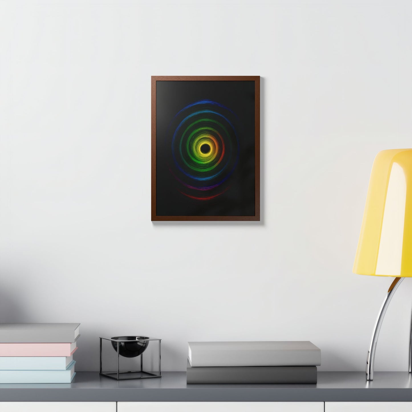 Modern Spiral Wooden Framed Print WallArt - Cyclone Design