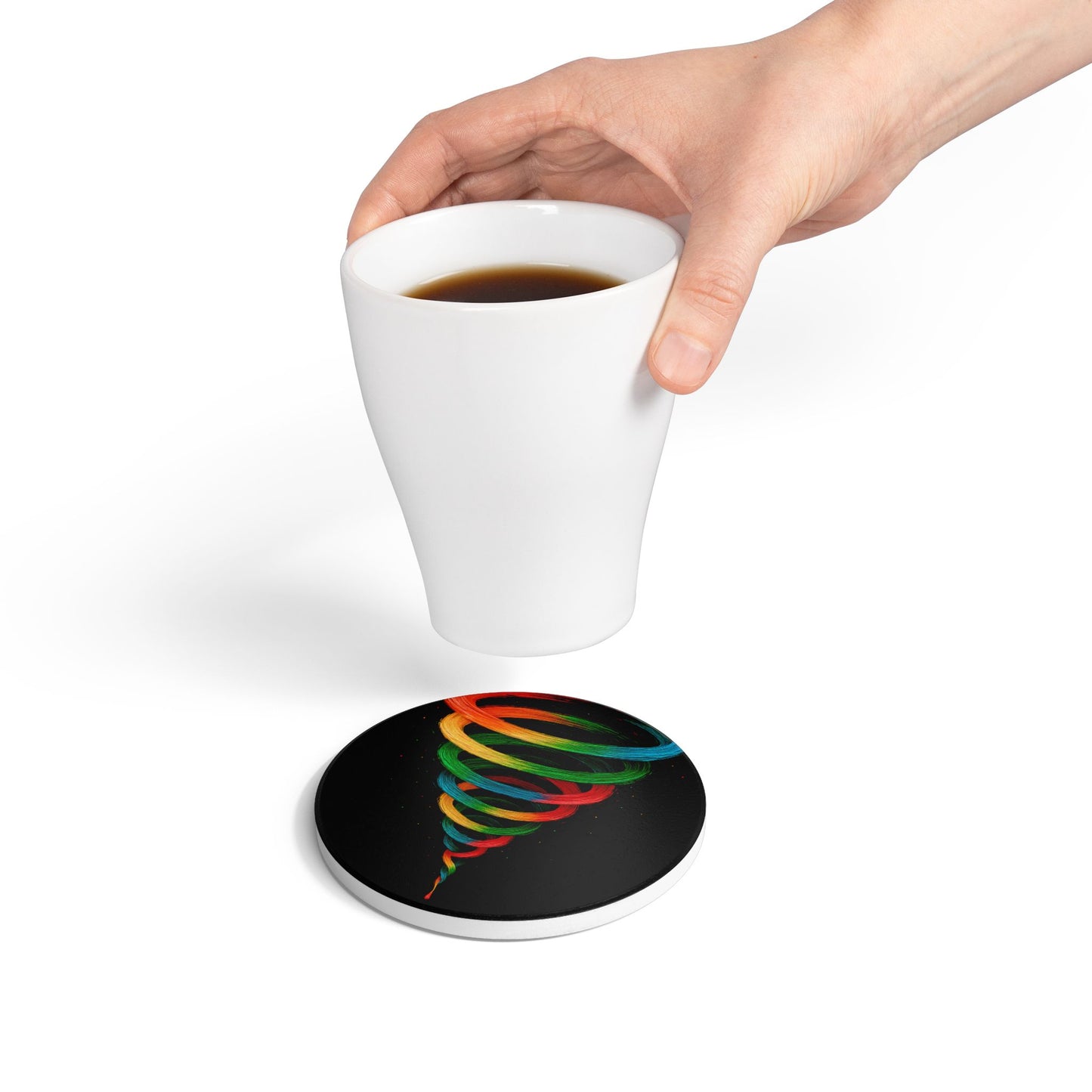 Vibrant Spiral Ceramic Coaster - Cyclone Design