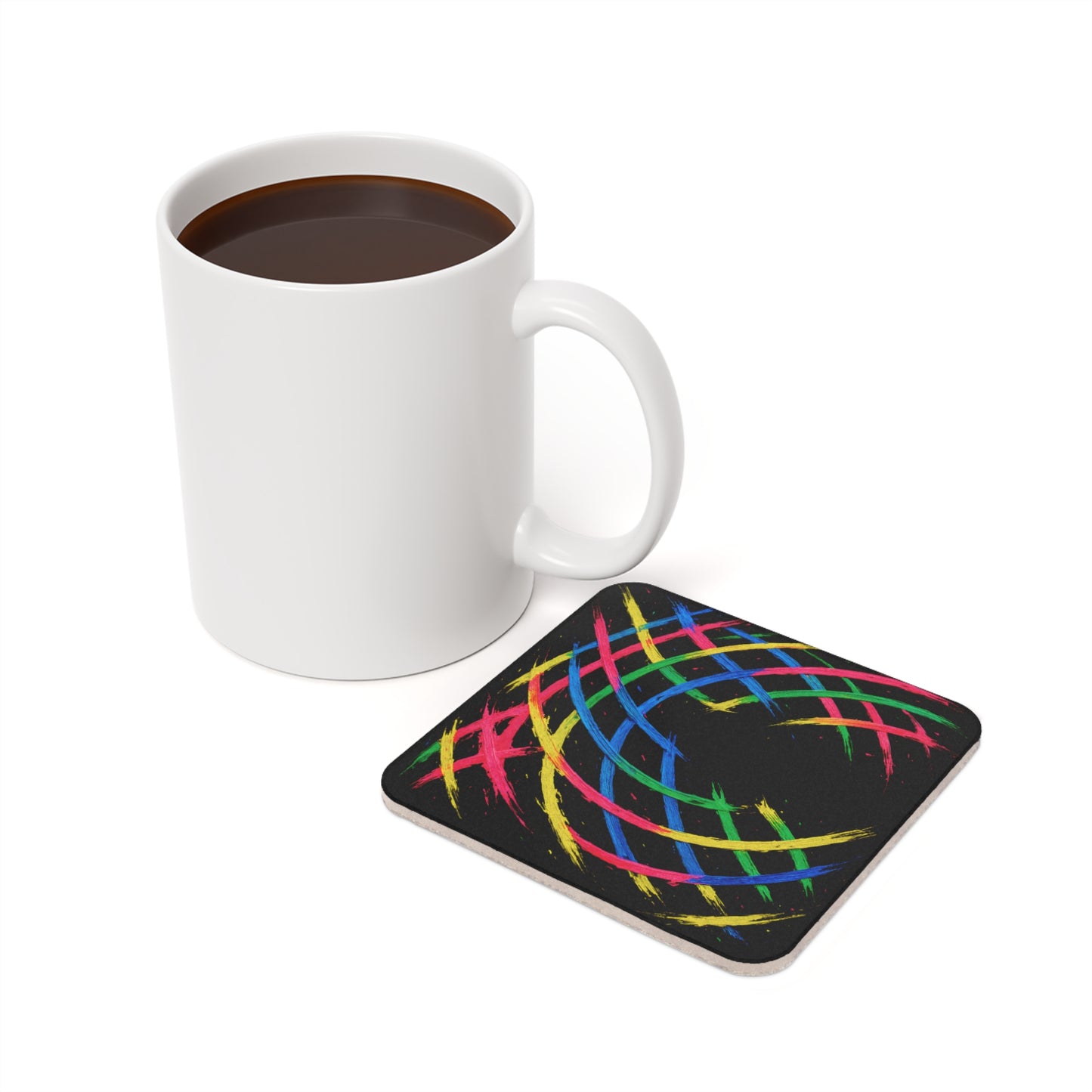 Colorful Artistic Cork Back Coaster - Weave Design