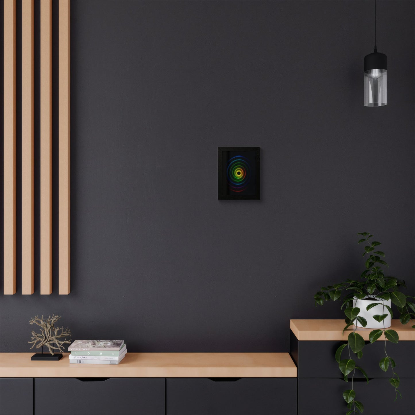 Modern Spiral Wooden Framed Print WallArt - Cyclone Design