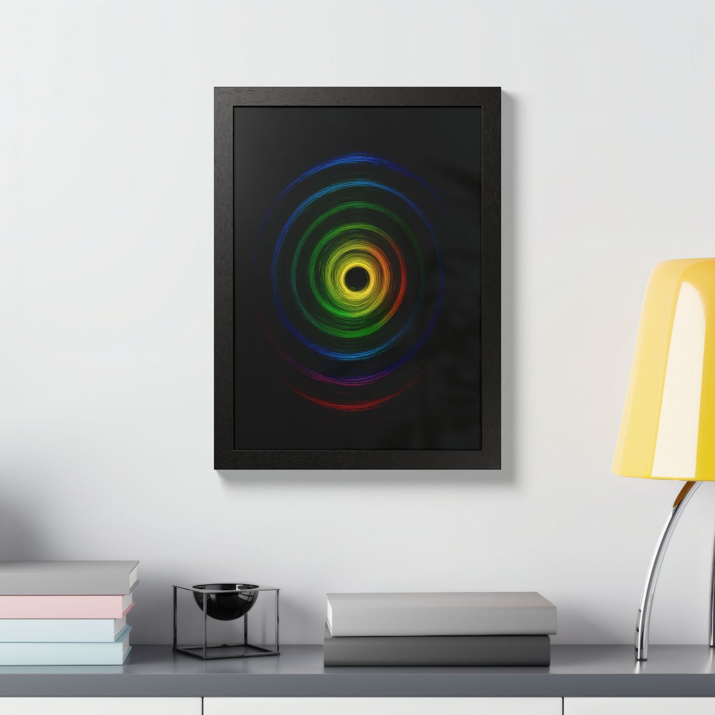 Modern Spiral Wooden Framed Print WallArt - Cyclone Design