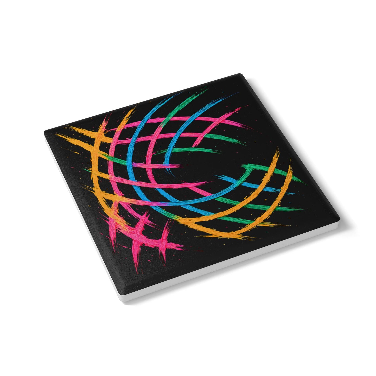 Vibrant Abstract Ceramic Coaster Set - Weave Design