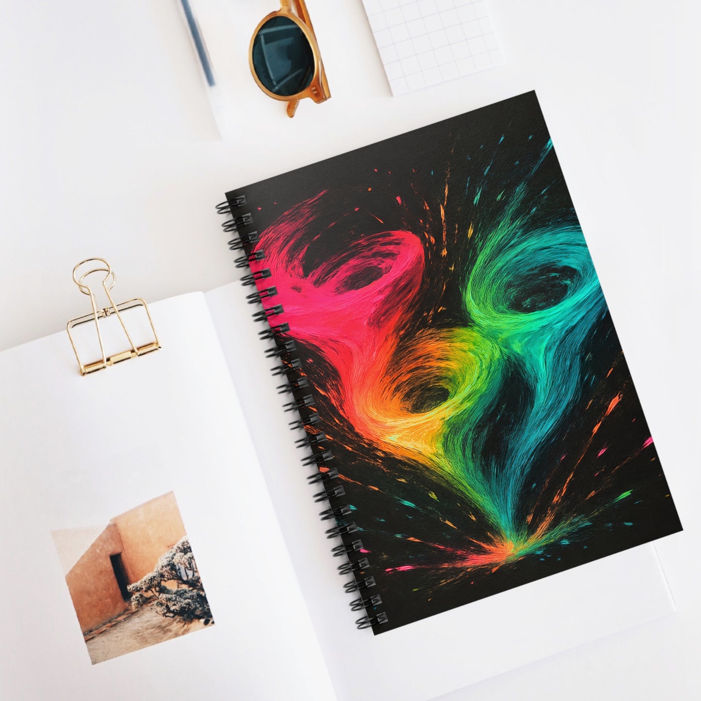 Ruled Lines Vibrant Spiral Notebook - Cyclone Design