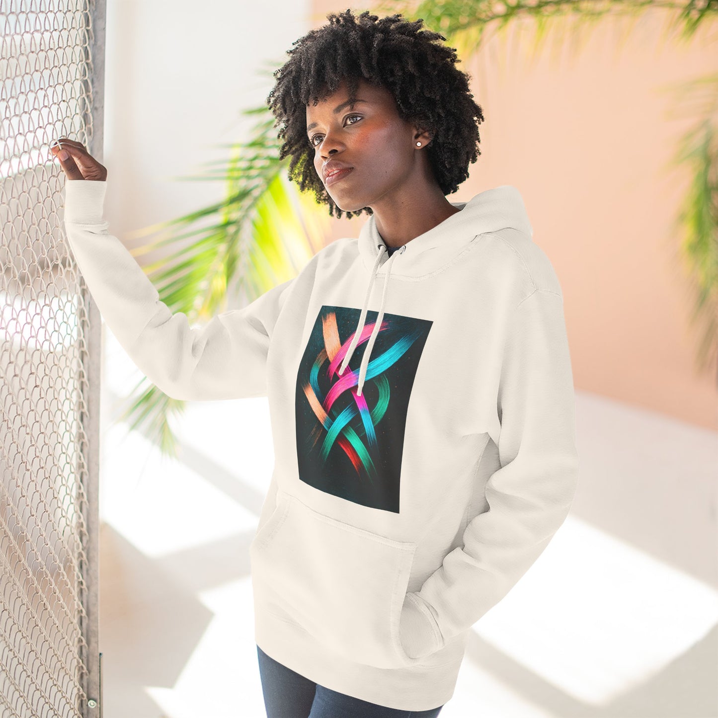 Colorful Abstract Art Hoodie - Weave Design