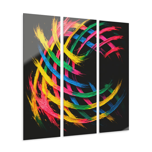 Vibrant weave Acrylic Print Set - Colorful Triptych Wall Art for Home Decor, Modern Art Display, Gift Idea for Art Lovers, Colorful Artwork