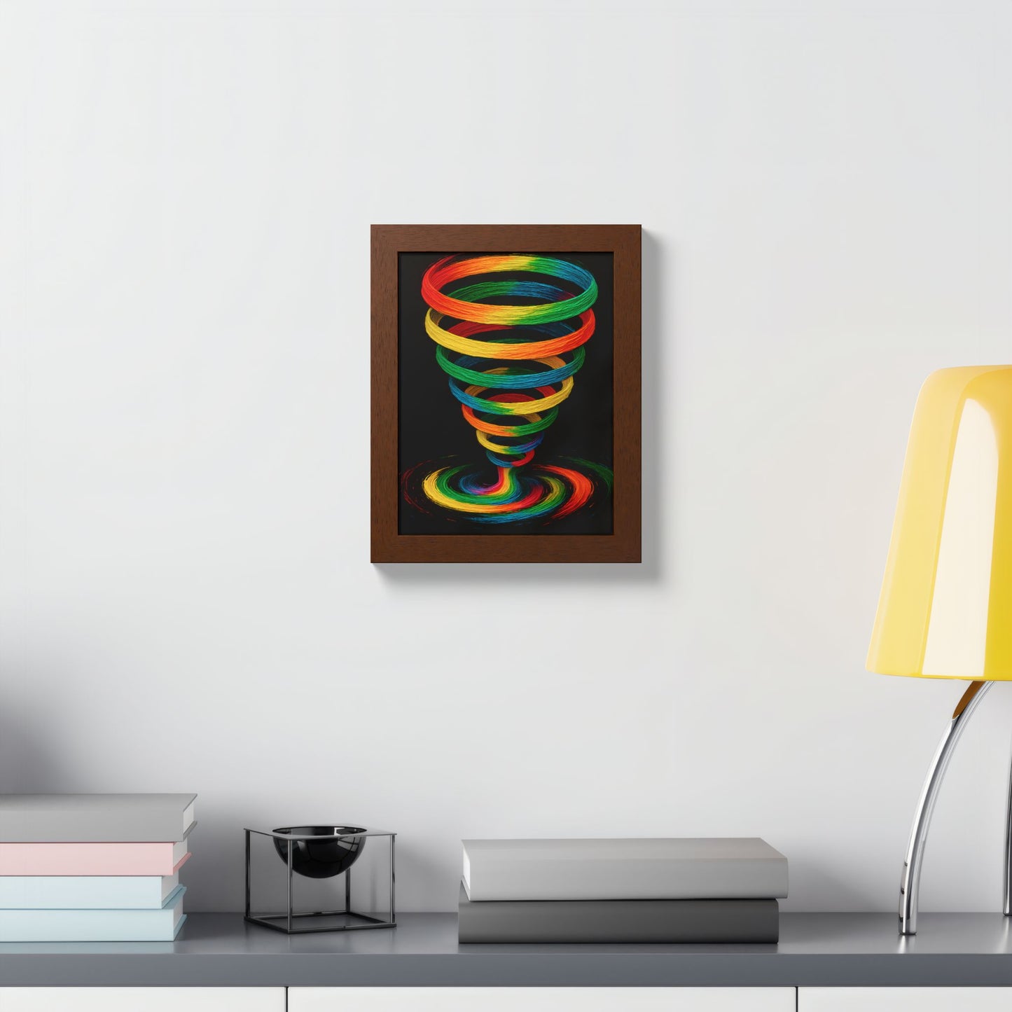 Vibrant Spiral Framed Wall Art - Cyclone Design