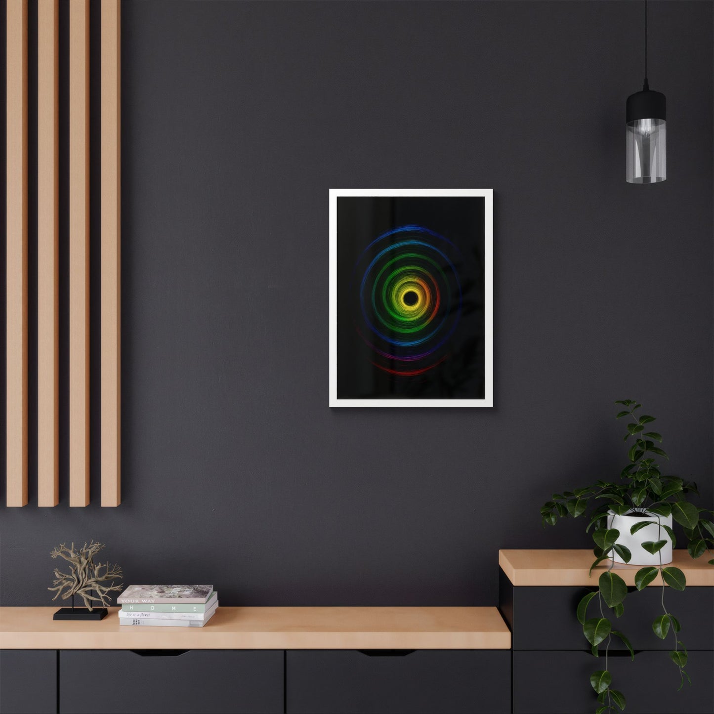 Modern Spiral Wooden Framed Print WallArt - Cyclone Design