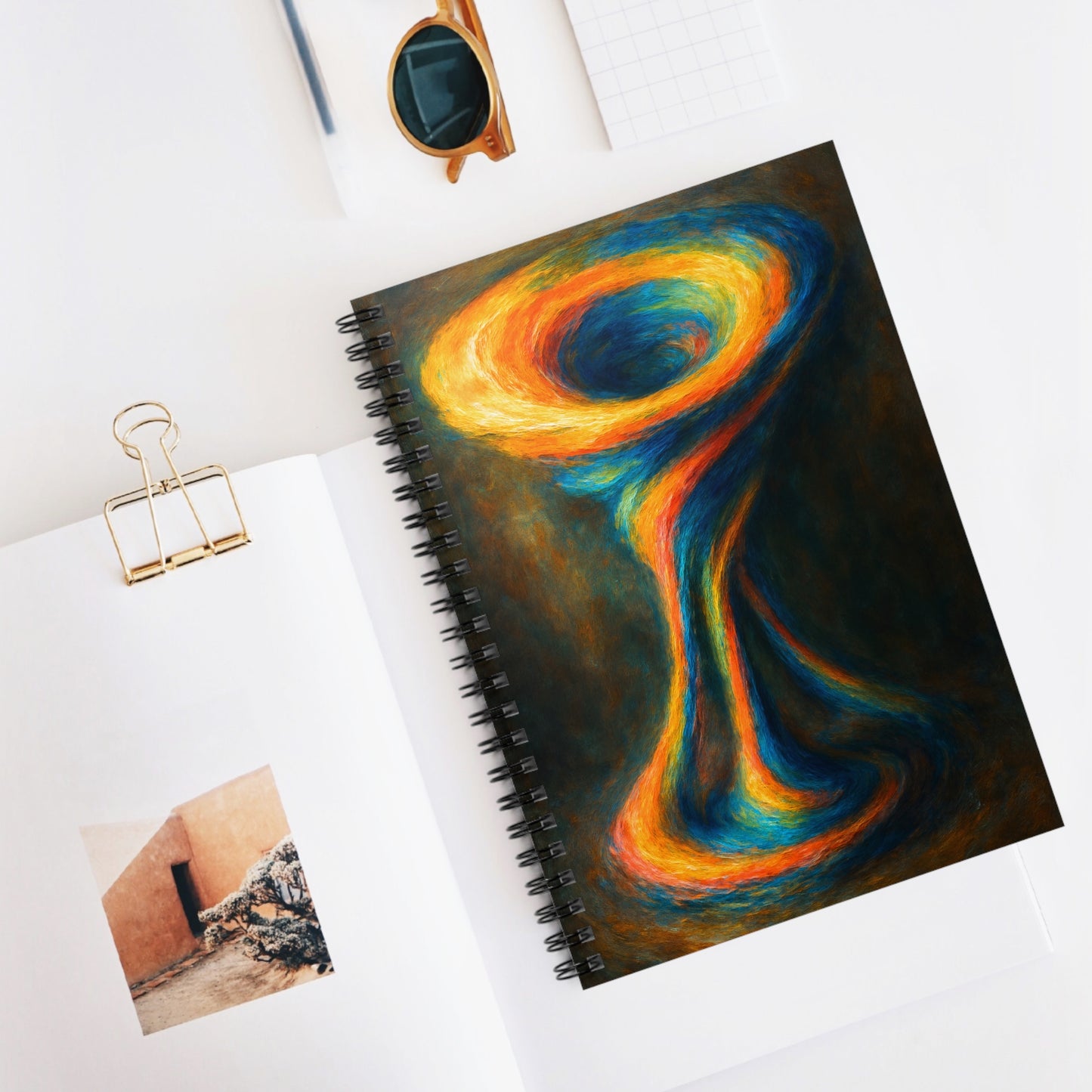 Artistic Ruled Lines Spiral Notebook - Cyclone Design