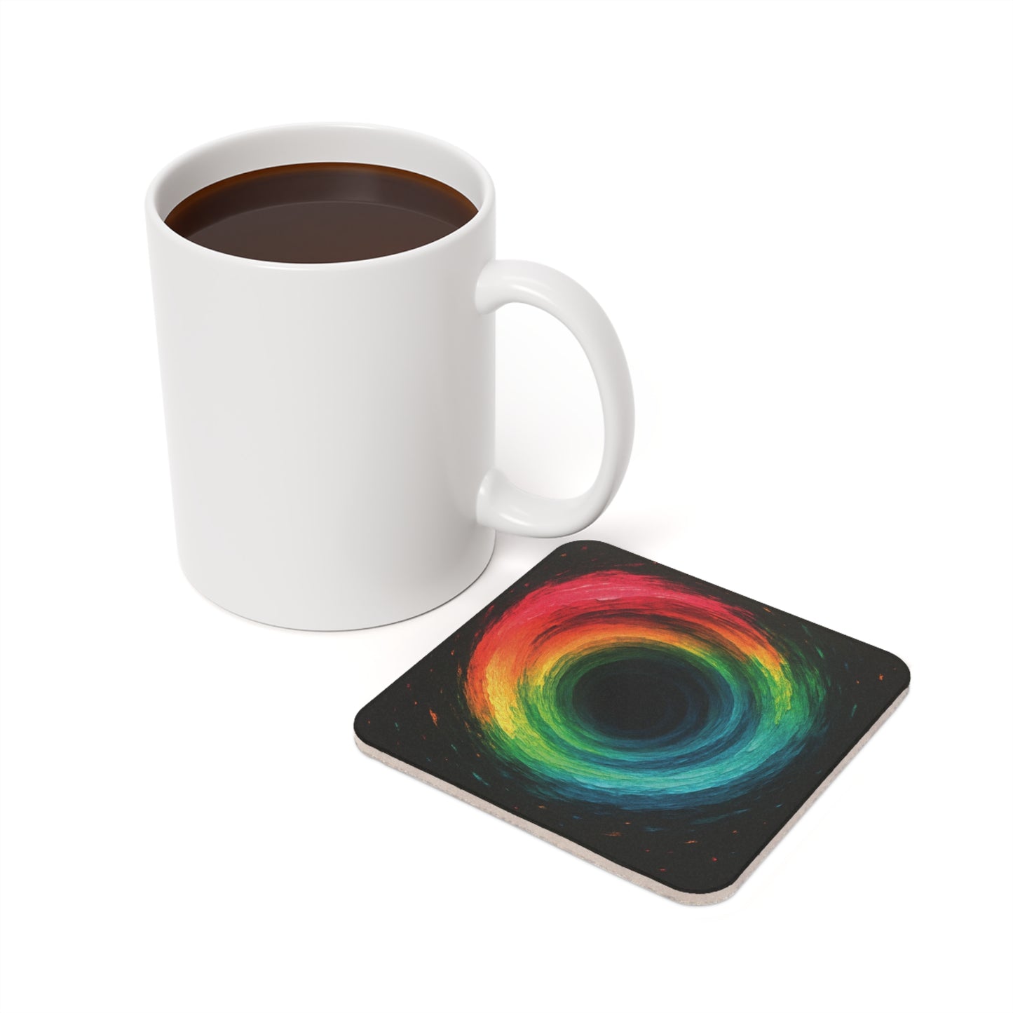 Vibrant Abstract Cork Back Coaster - Cyclone Design