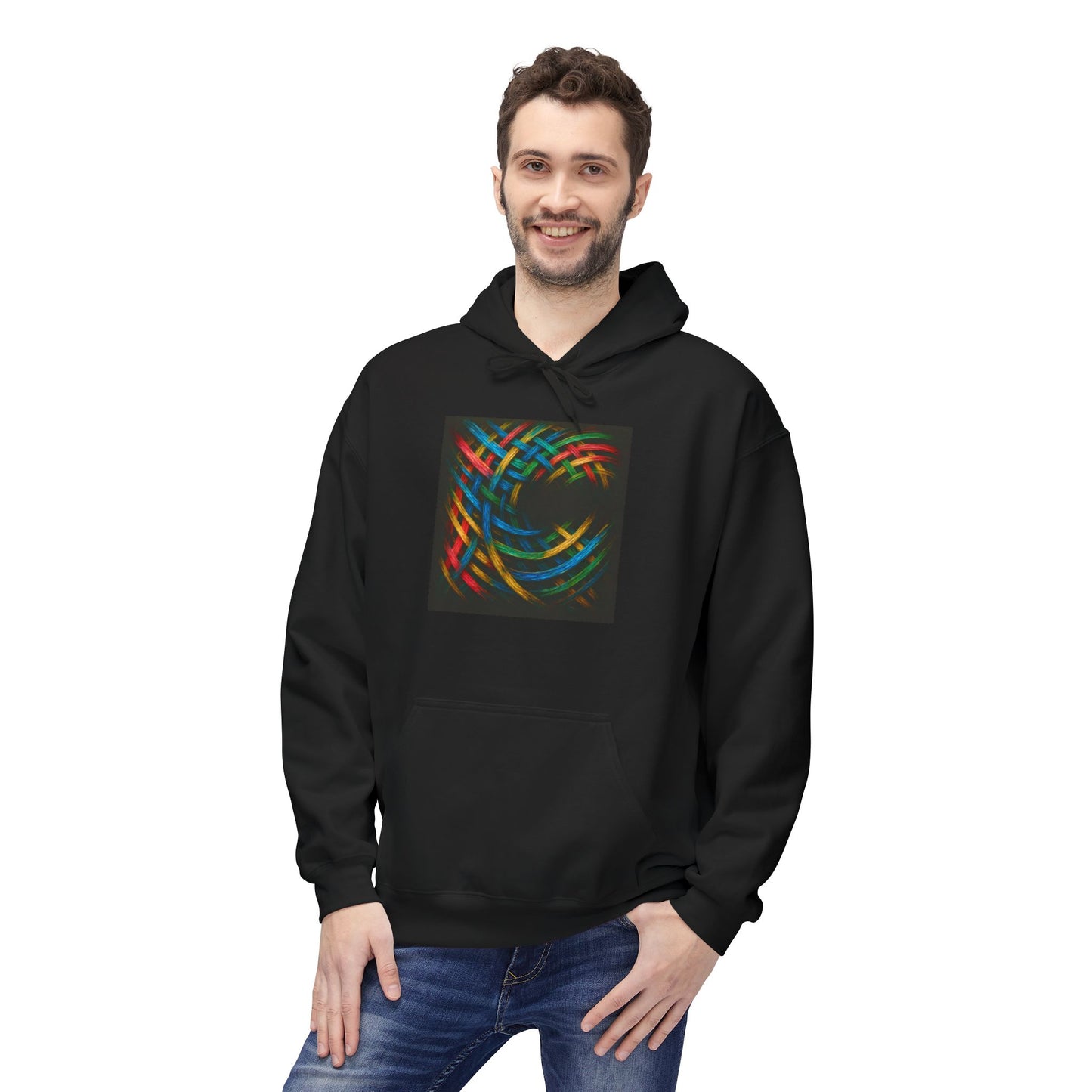 Colorful Abstract Fleece Hoodie for Cozy Style - Weave Design