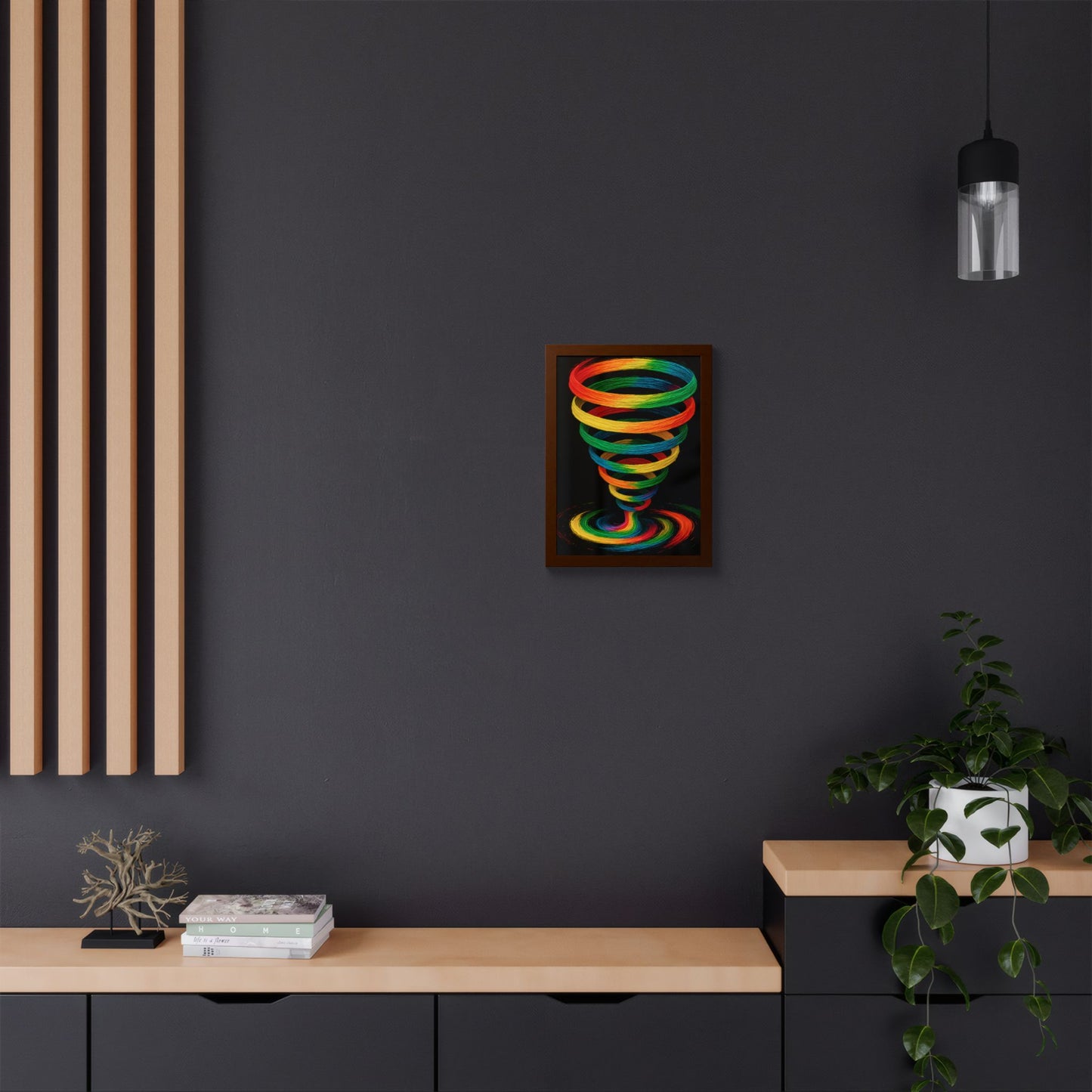 Vibrant Spiral Framed Wall Art - Cyclone Design