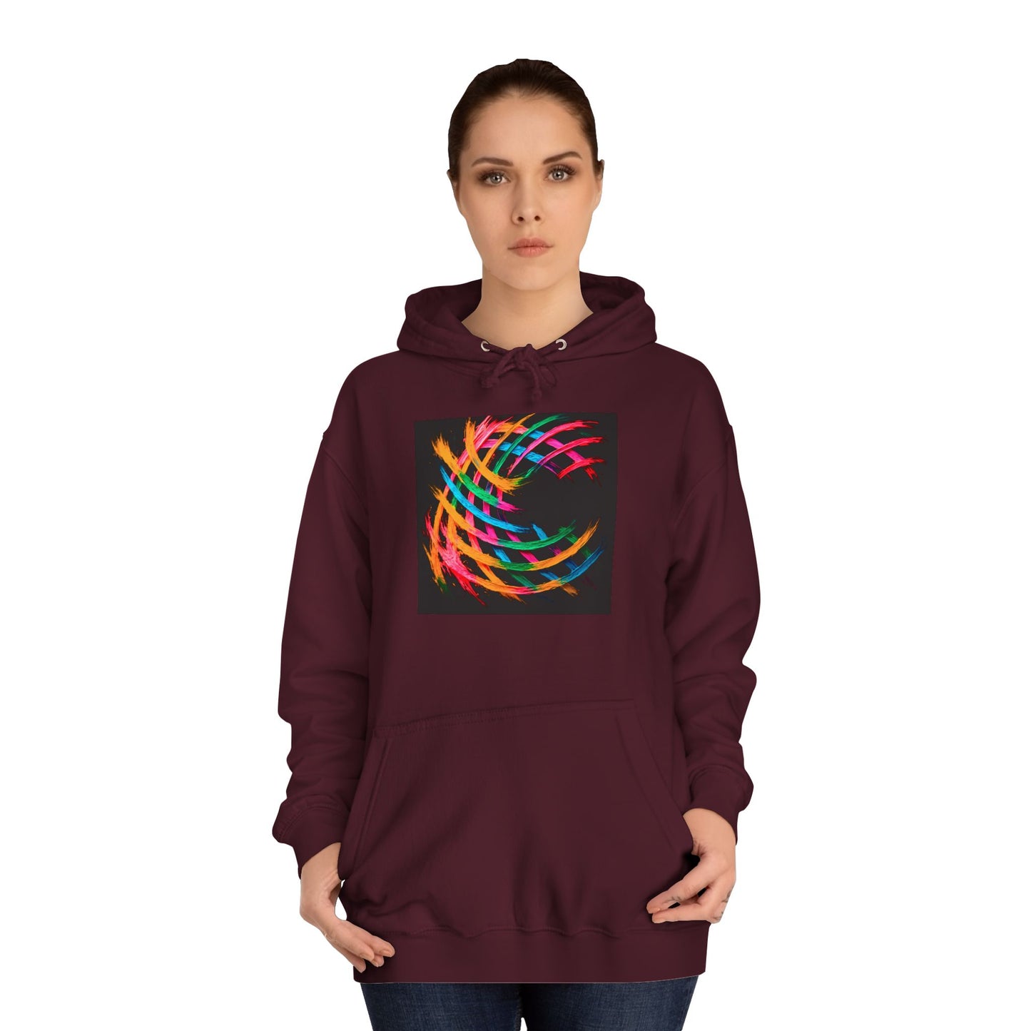 Colorful Swirl Unisex College Hoodie - Weave Design