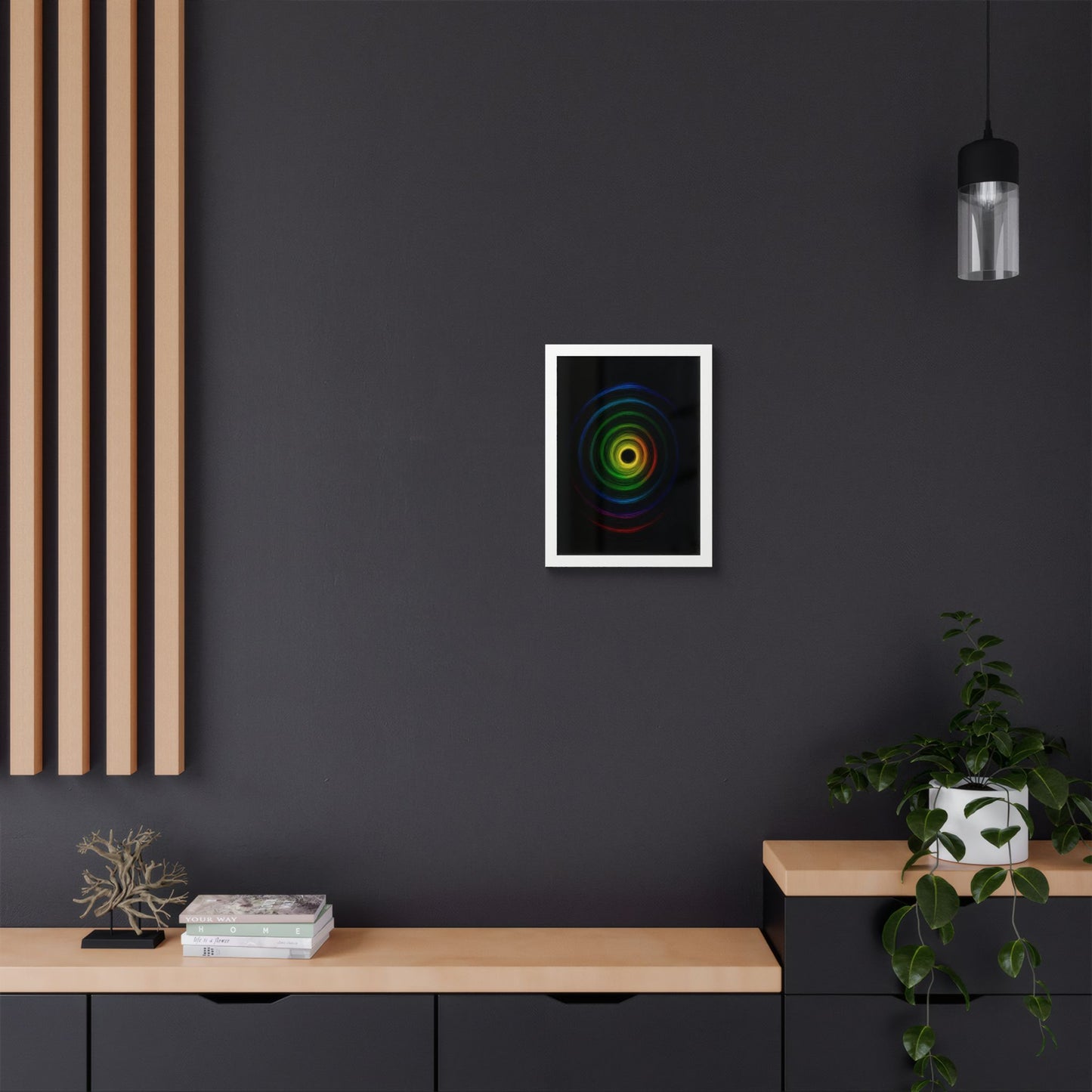 Modern Spiral Wooden Framed Print WallArt - Cyclone Design