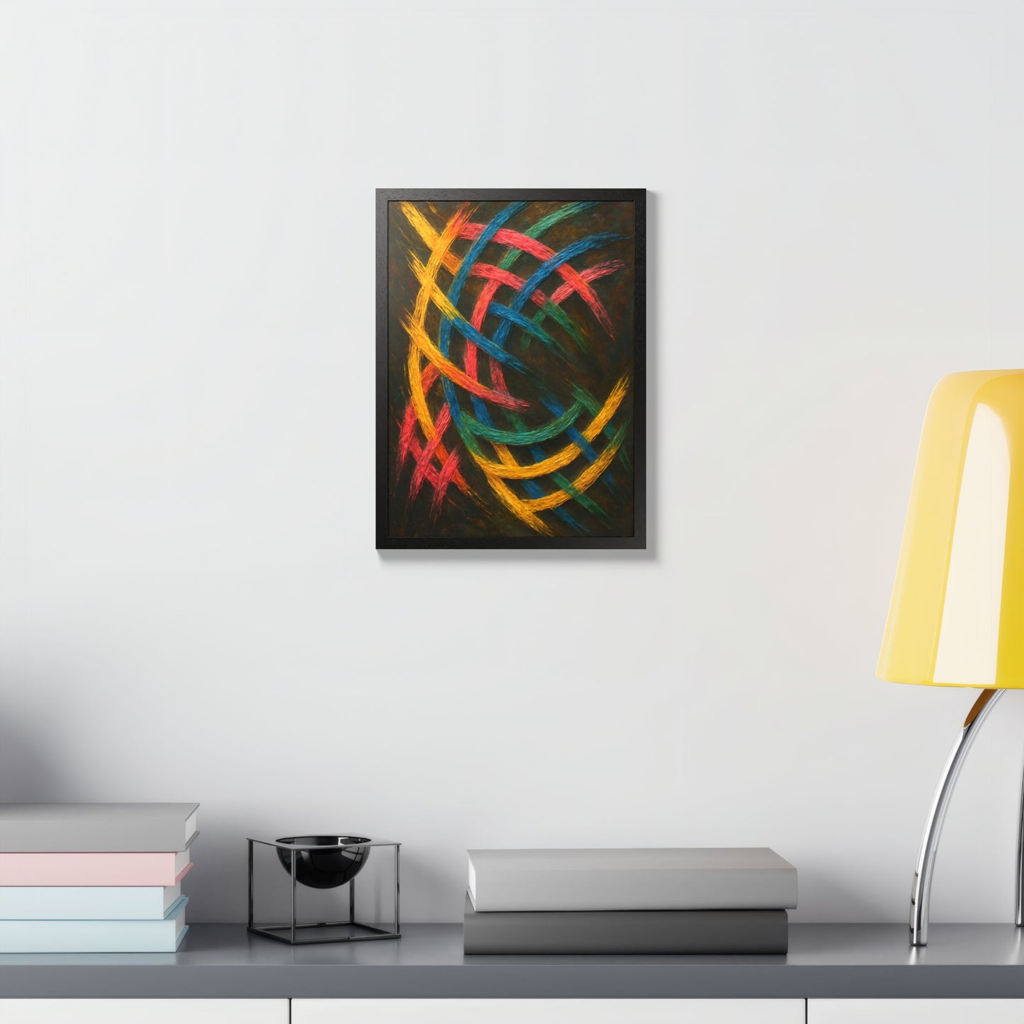 Vibrant Abstract wooden Framed Wall Art - Weave Design