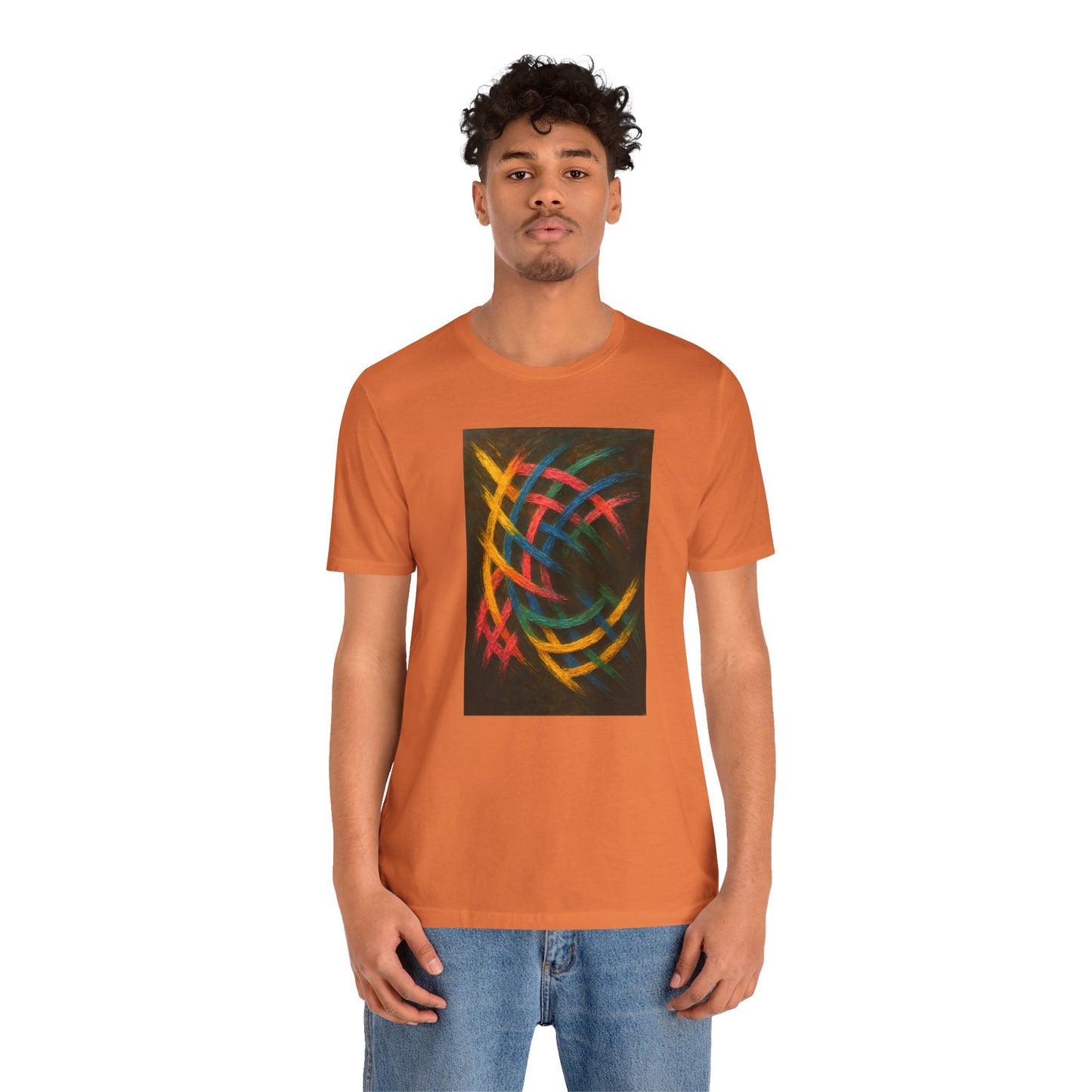 Colorful Abstract Art Tee for Creative Souls - Weave Design