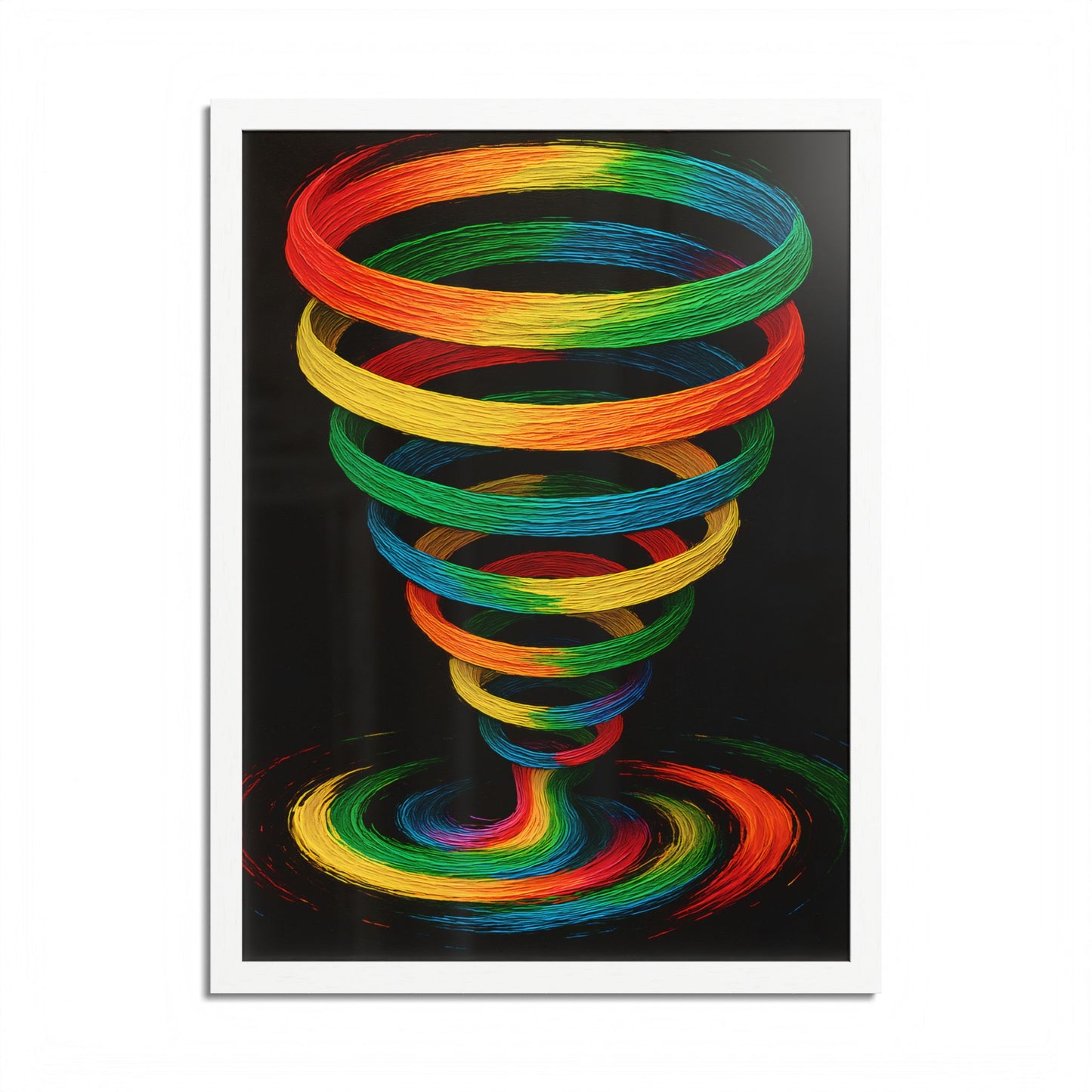 Vibrant Spiral Framed Wall Art - Cyclone Design
