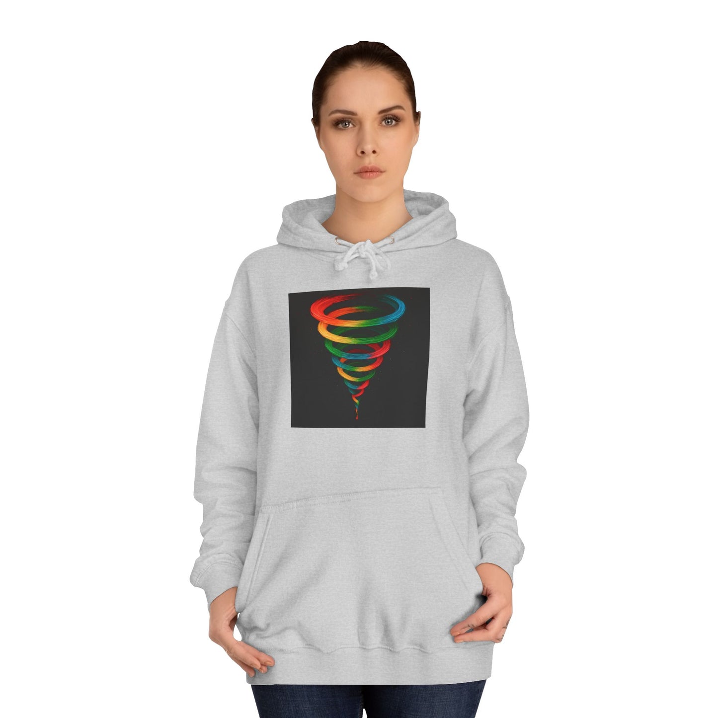 Colorful Tornado Unisex College Hoodie - Cyclone Design
